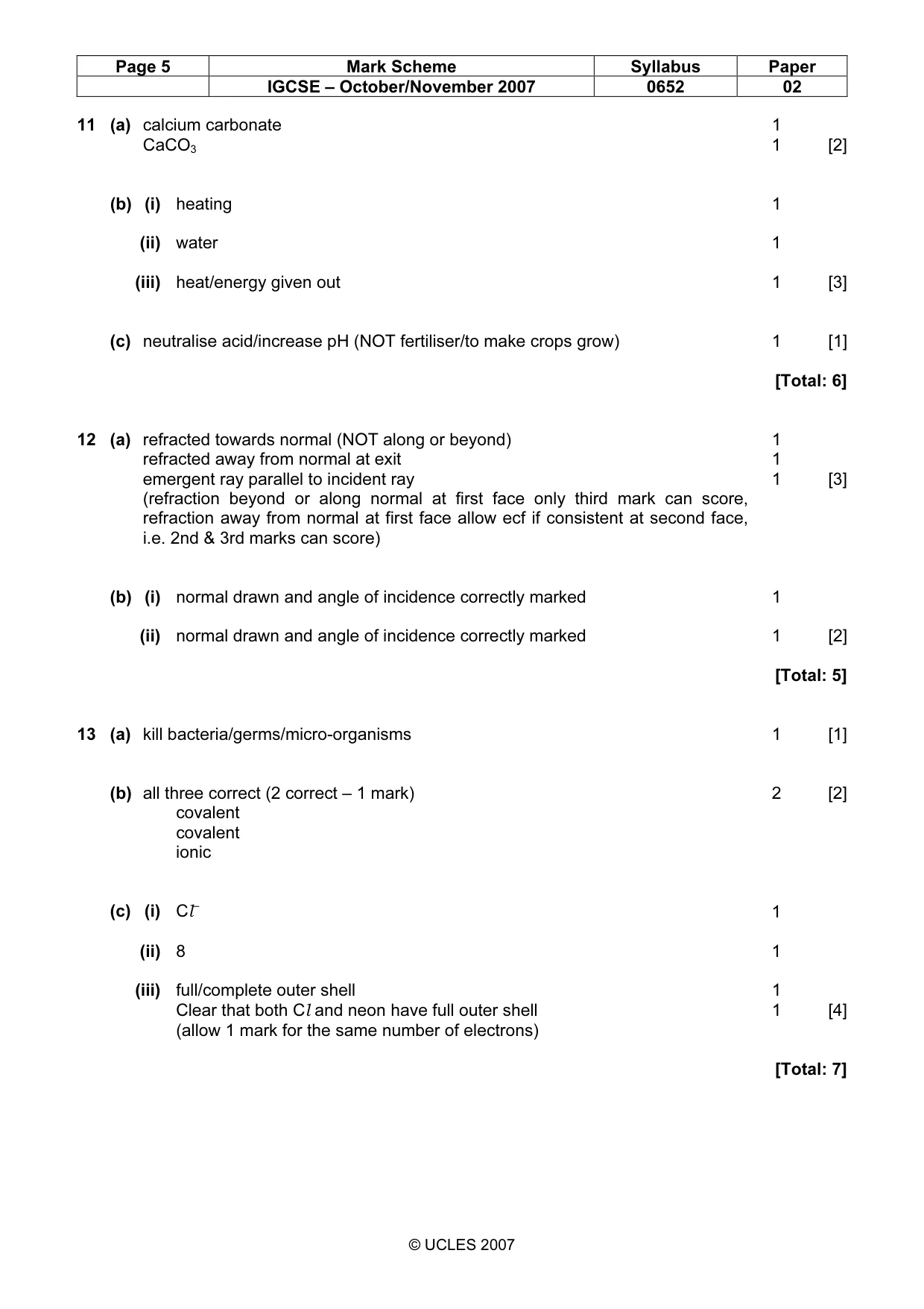 Mark scheme, page 5 of 5