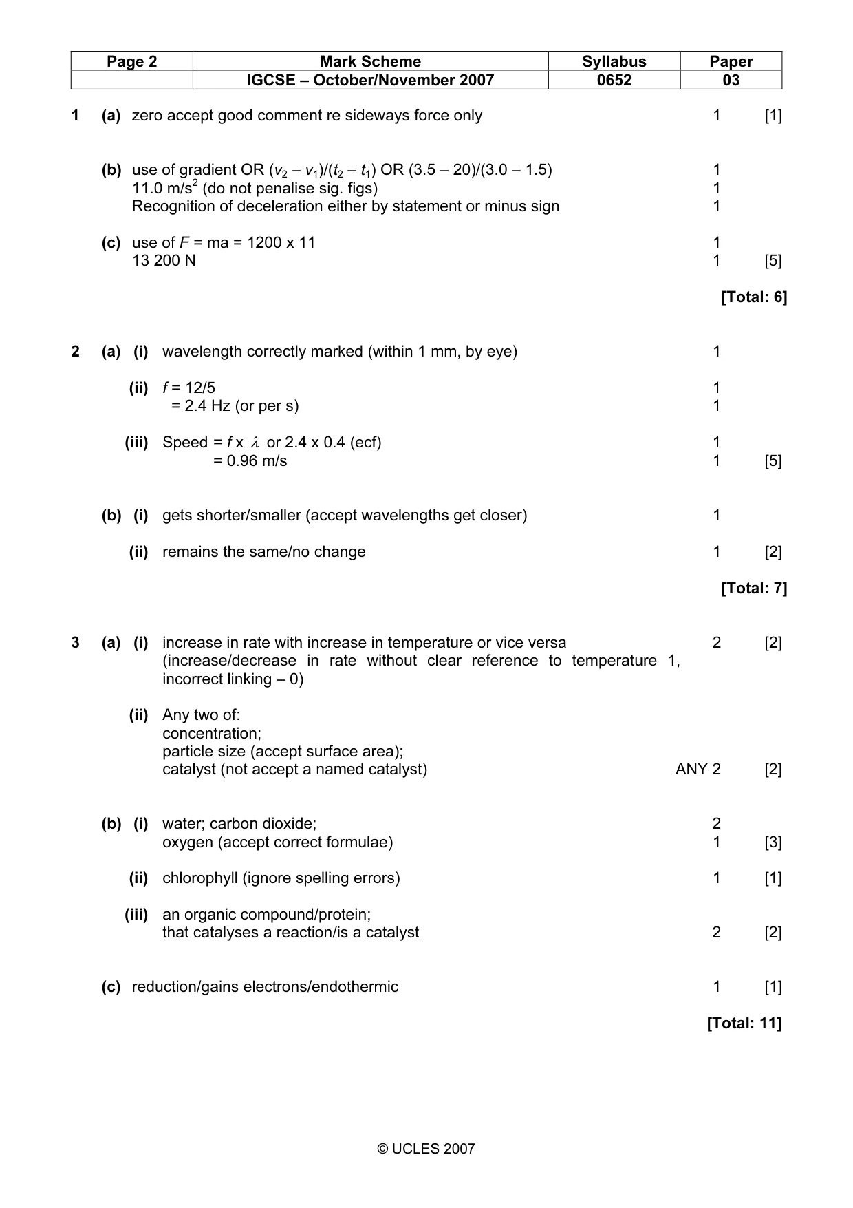 Mark scheme, page 2 of 5