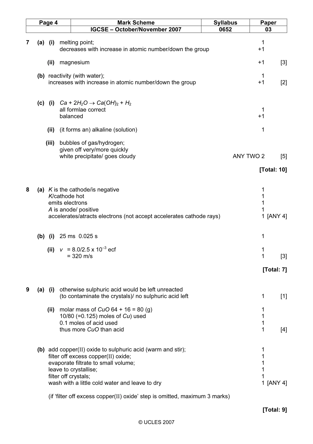Mark scheme, page 4 of 5