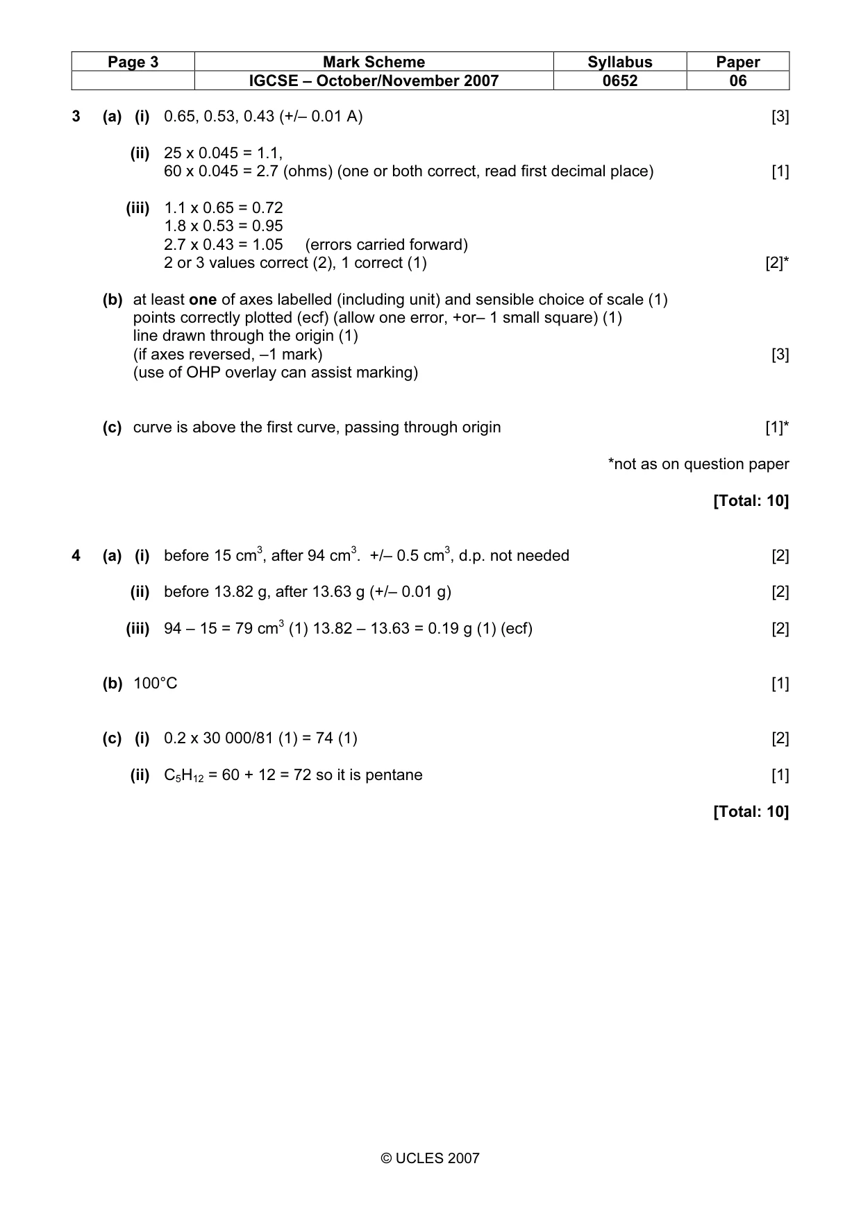 Mark scheme, page 3 of 4