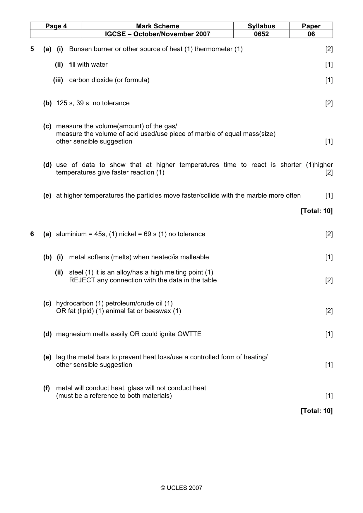 Mark scheme, page 4 of 4
