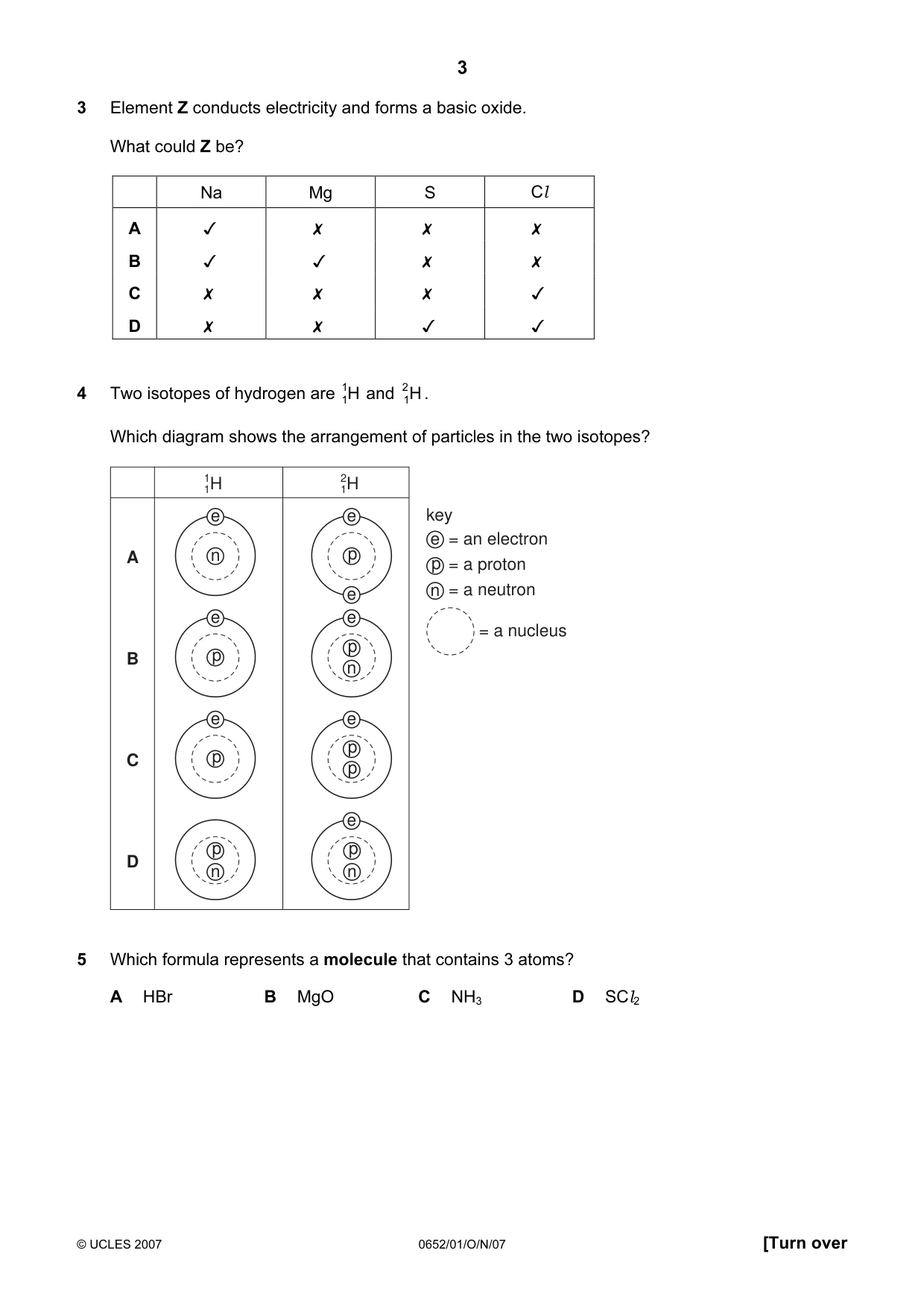Cambridge IGCSE Physical Science 0652 2007 Oct/Nov Paper 1 · Variant 1 question paper, page 3 of 20