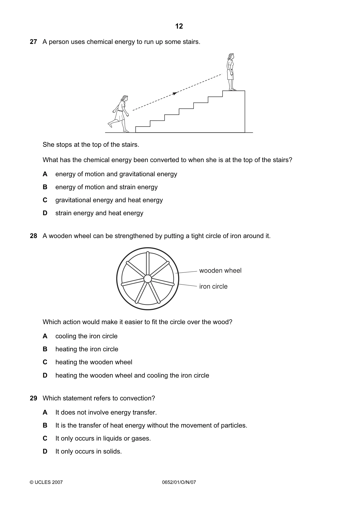 Cambridge IGCSE Physical Science 0652 2007 Oct/Nov Paper 1 · Variant 1 question paper, page 12 of 20
