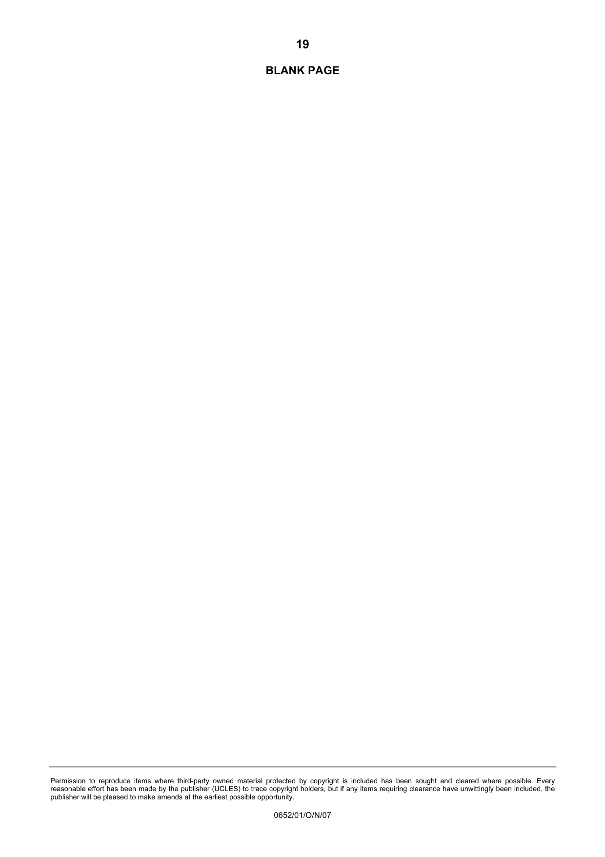 Cambridge IGCSE Physical Science 0652 2007 Oct/Nov Paper 1 · Variant 1 question paper, page 19 of 20