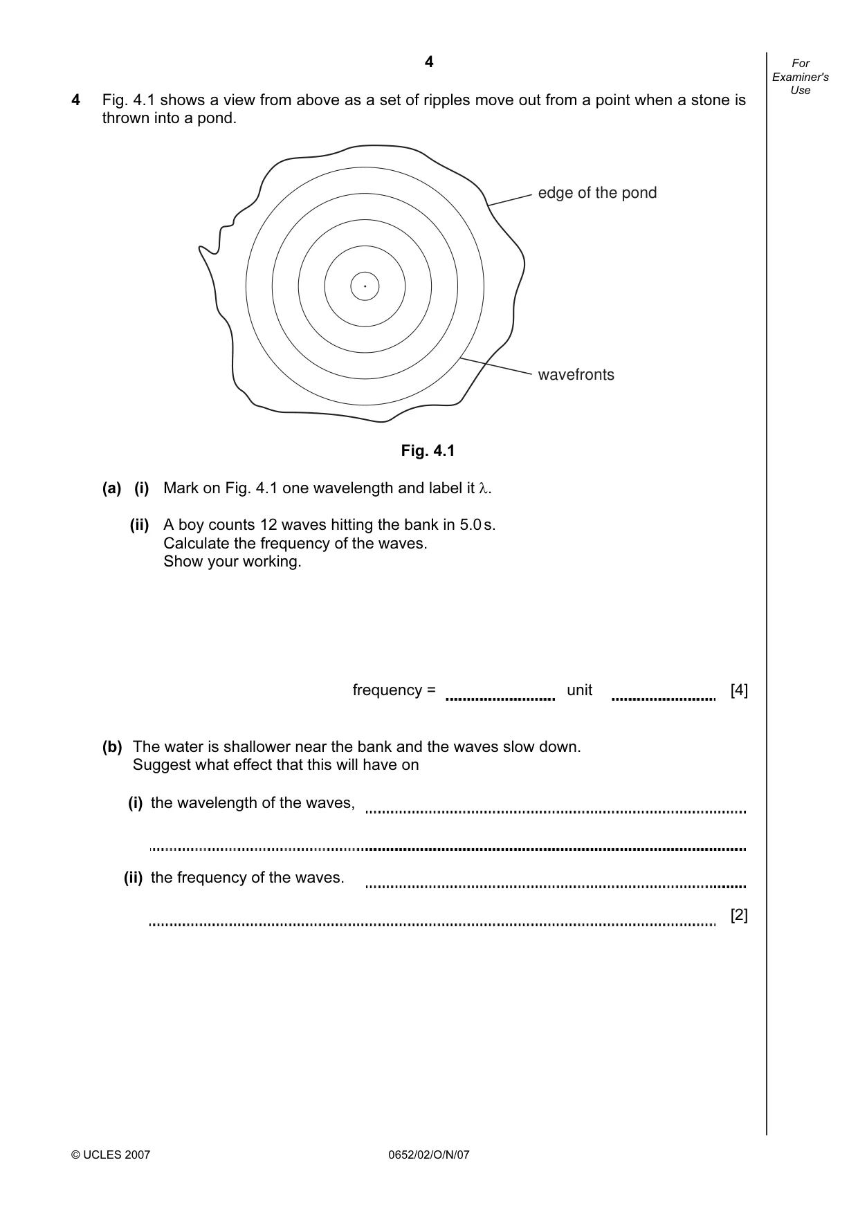 Cambridge IGCSE Physical Science 0652 2007 Oct/Nov Paper 2 · Variant 1 question paper, page 4 of 16