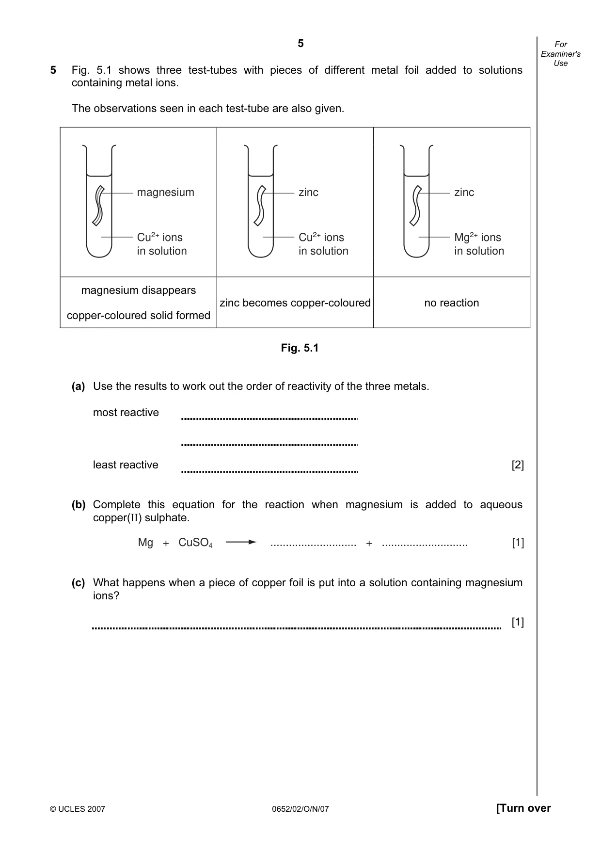 Cambridge IGCSE Physical Science 0652 2007 Oct/Nov Paper 2 · Variant 1 question paper, page 5 of 16