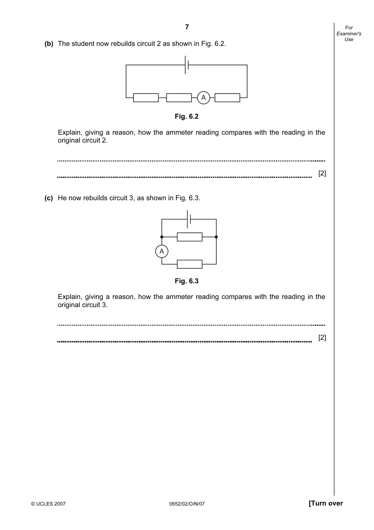 Cambridge IGCSE Physical Science 0652 2007 Oct/Nov Paper 2 · Variant 1 question paper, page 7 of 16