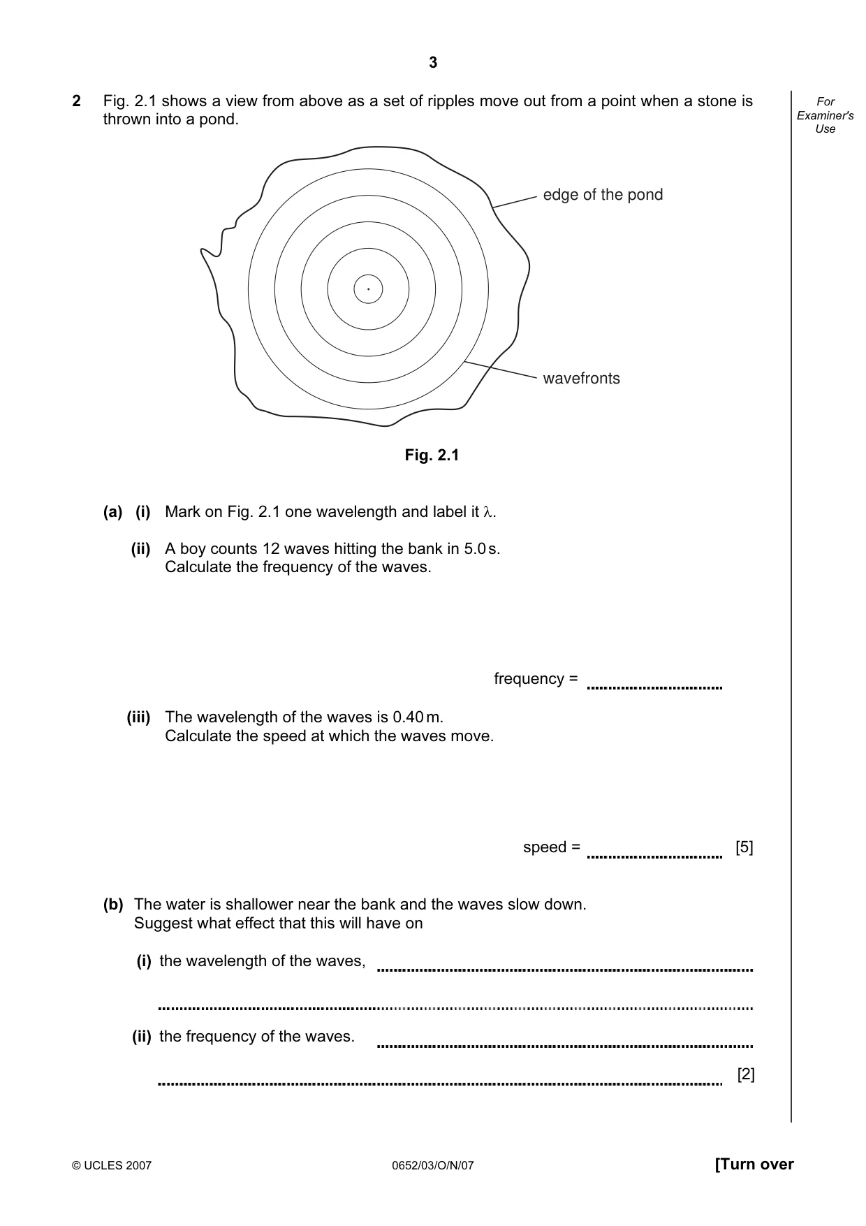 Cambridge IGCSE Physical Science 0652 2007 Oct/Nov Paper 3 · Variant 1 question paper, page 3 of 16