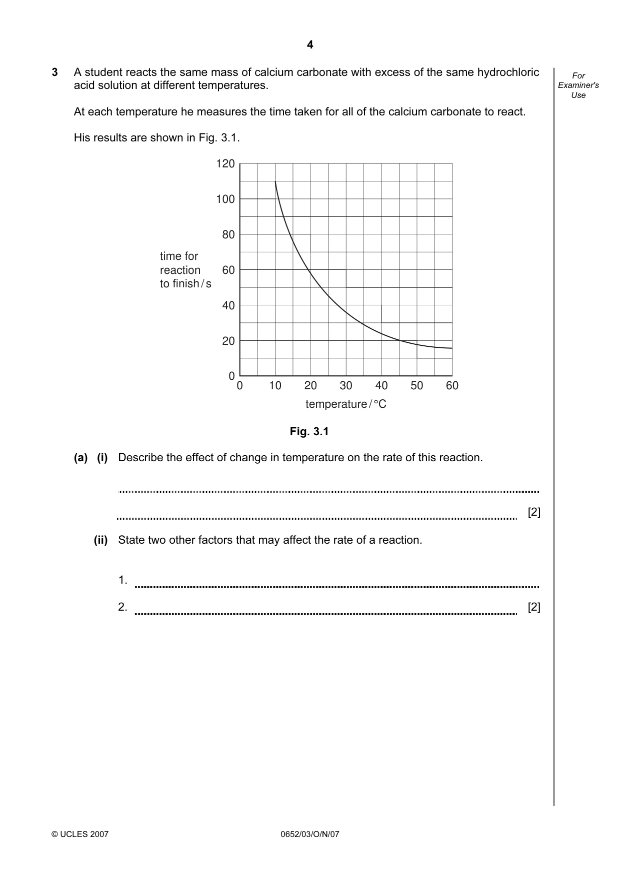 Cambridge IGCSE Physical Science 0652 2007 Oct/Nov Paper 3 · Variant 1 question paper, page 4 of 16