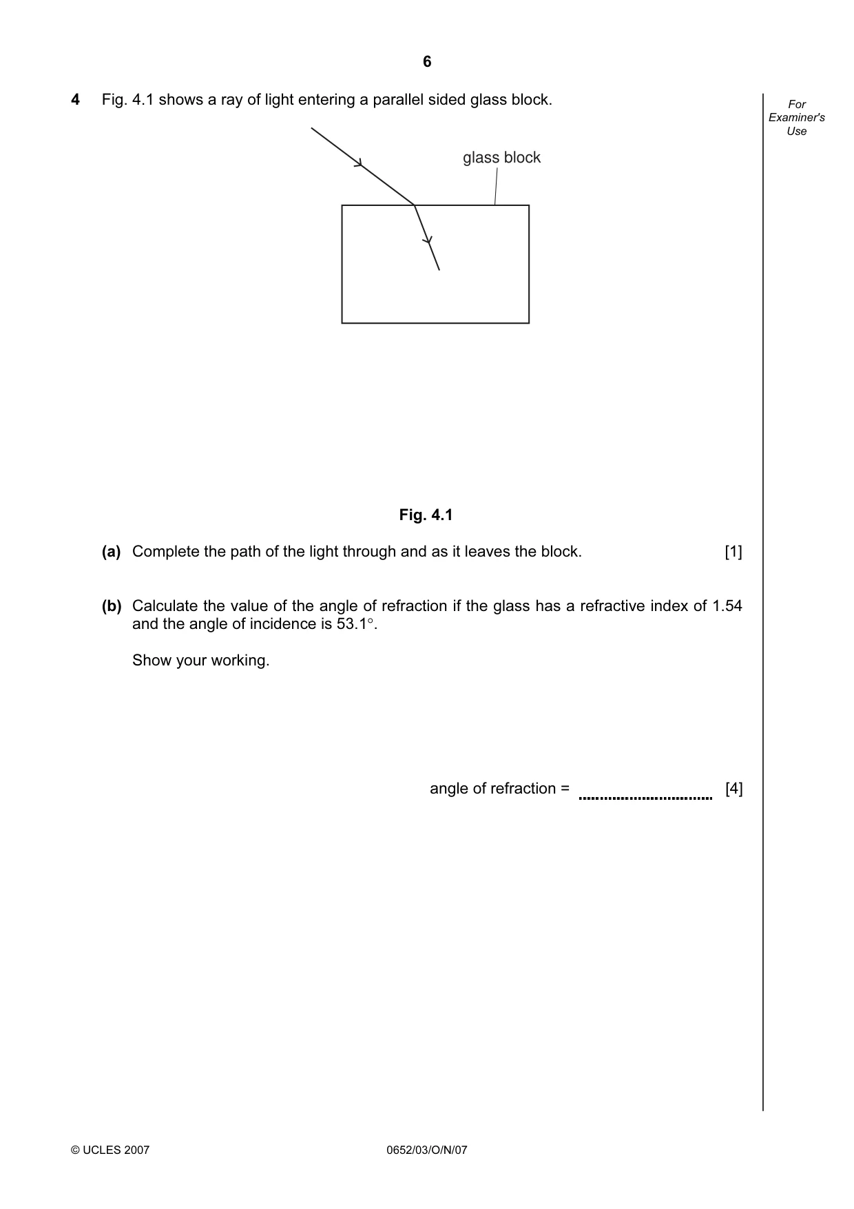 Cambridge IGCSE Physical Science 0652 2007 Oct/Nov Paper 3 · Variant 1 question paper, page 6 of 16