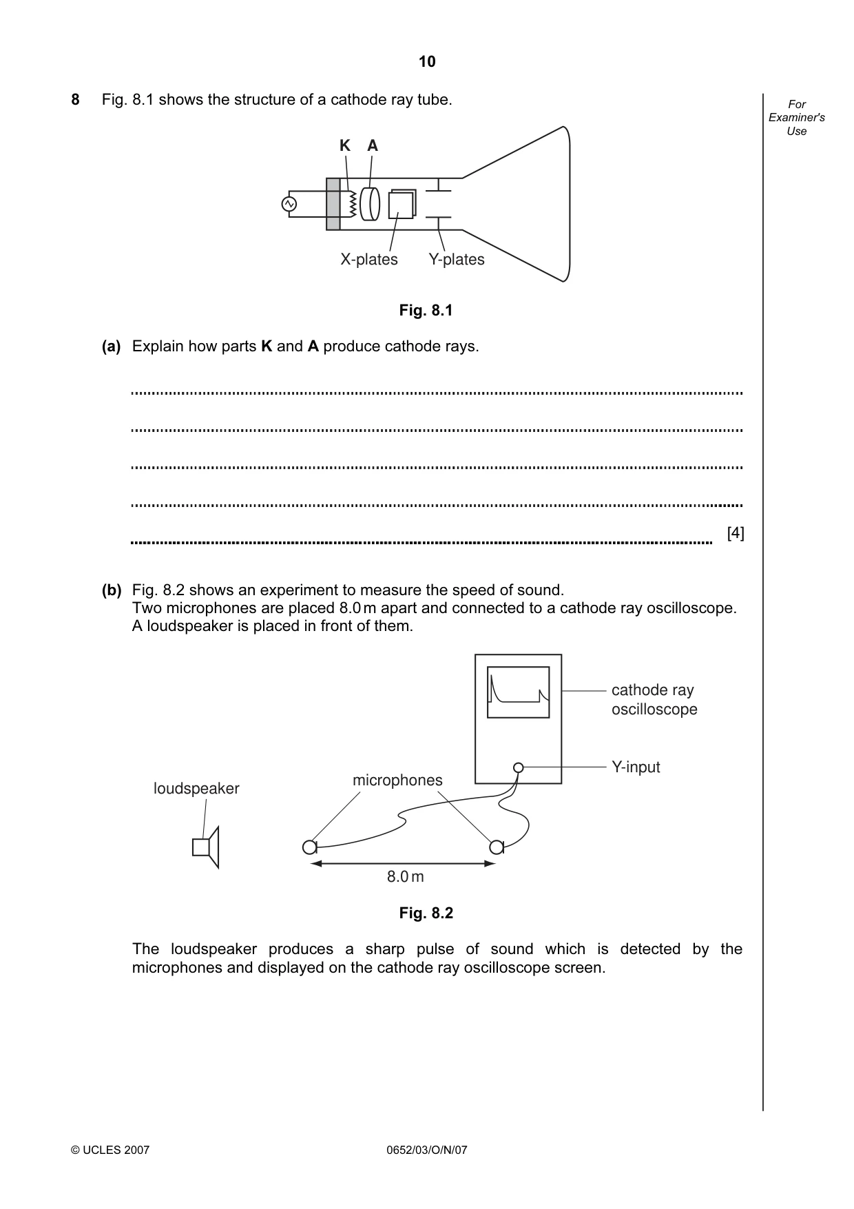 Cambridge IGCSE Physical Science 0652 2007 Oct/Nov Paper 3 · Variant 1 question paper, page 10 of 16