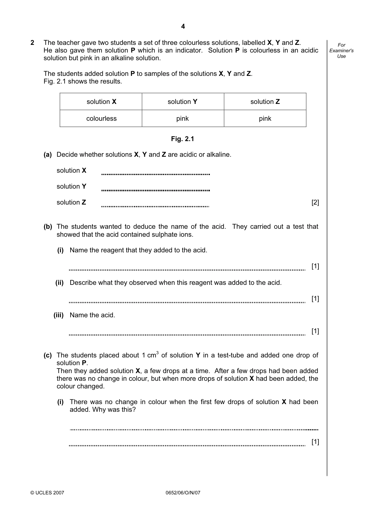 Cambridge IGCSE Physical Science 0652 2007 Oct/Nov Paper 6 · Variant 1 question paper, page 4 of 16