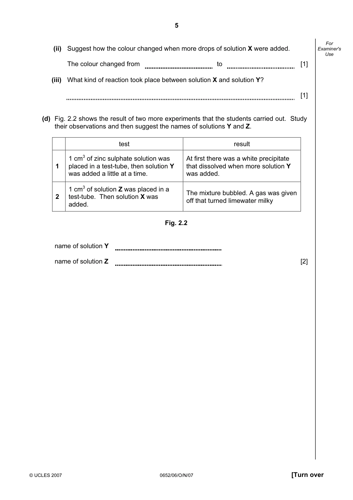 Cambridge IGCSE Physical Science 0652 2007 Oct/Nov Paper 6 · Variant 1 question paper, page 5 of 16