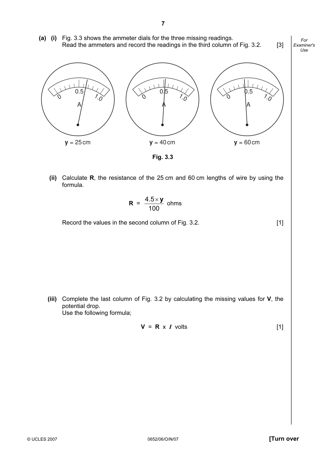 Cambridge IGCSE Physical Science 0652 2007 Oct/Nov Paper 6 · Variant 1 question paper, page 7 of 16