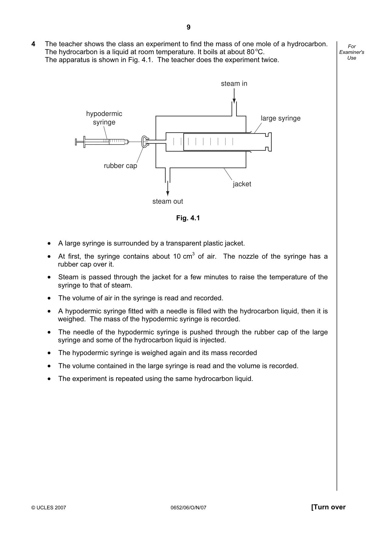 Cambridge IGCSE Physical Science 0652 2007 Oct/Nov Paper 6 · Variant 1 question paper, page 9 of 16