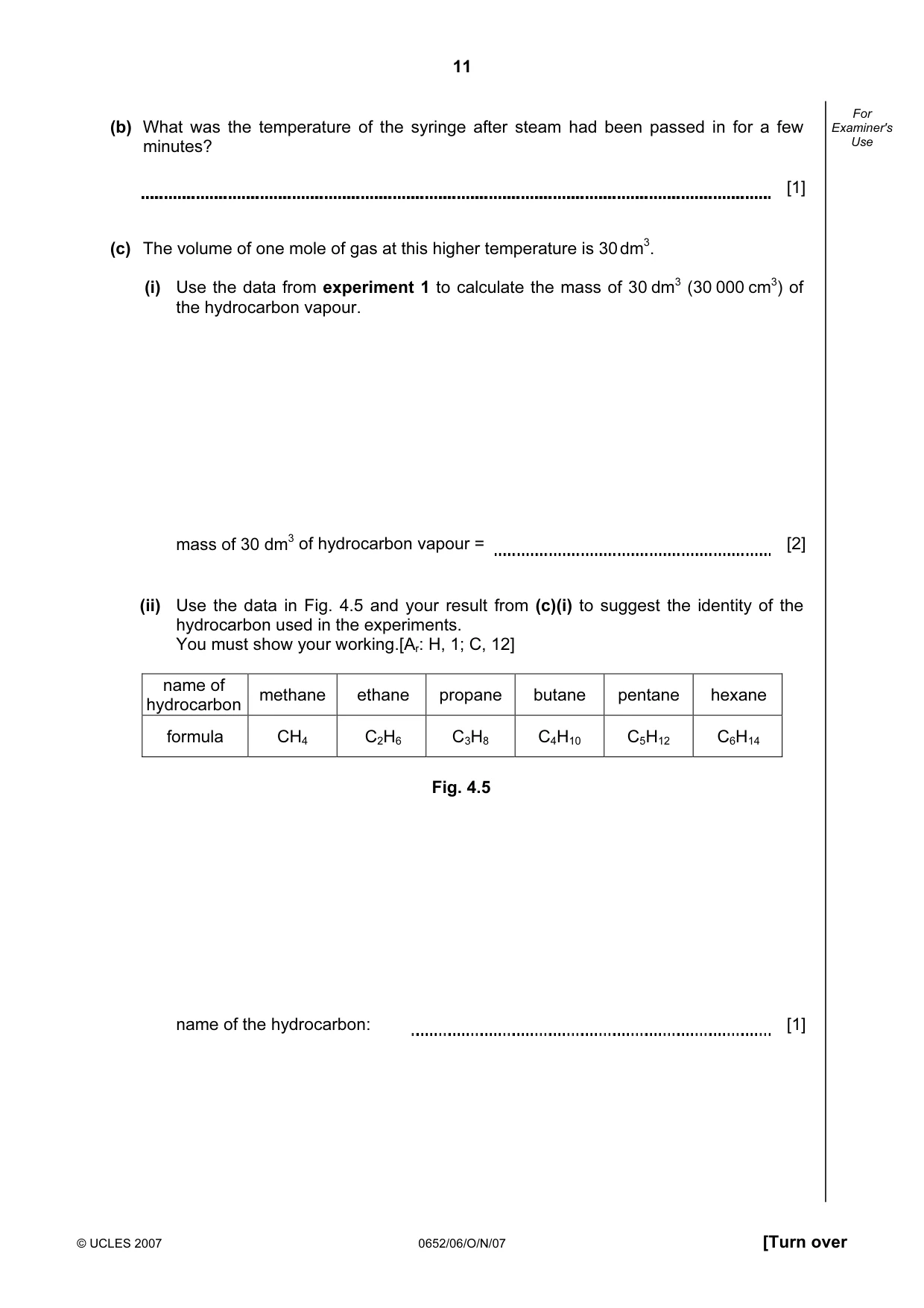 Cambridge IGCSE Physical Science 0652 2007 Oct/Nov Paper 6 · Variant 1 question paper, page 11 of 16