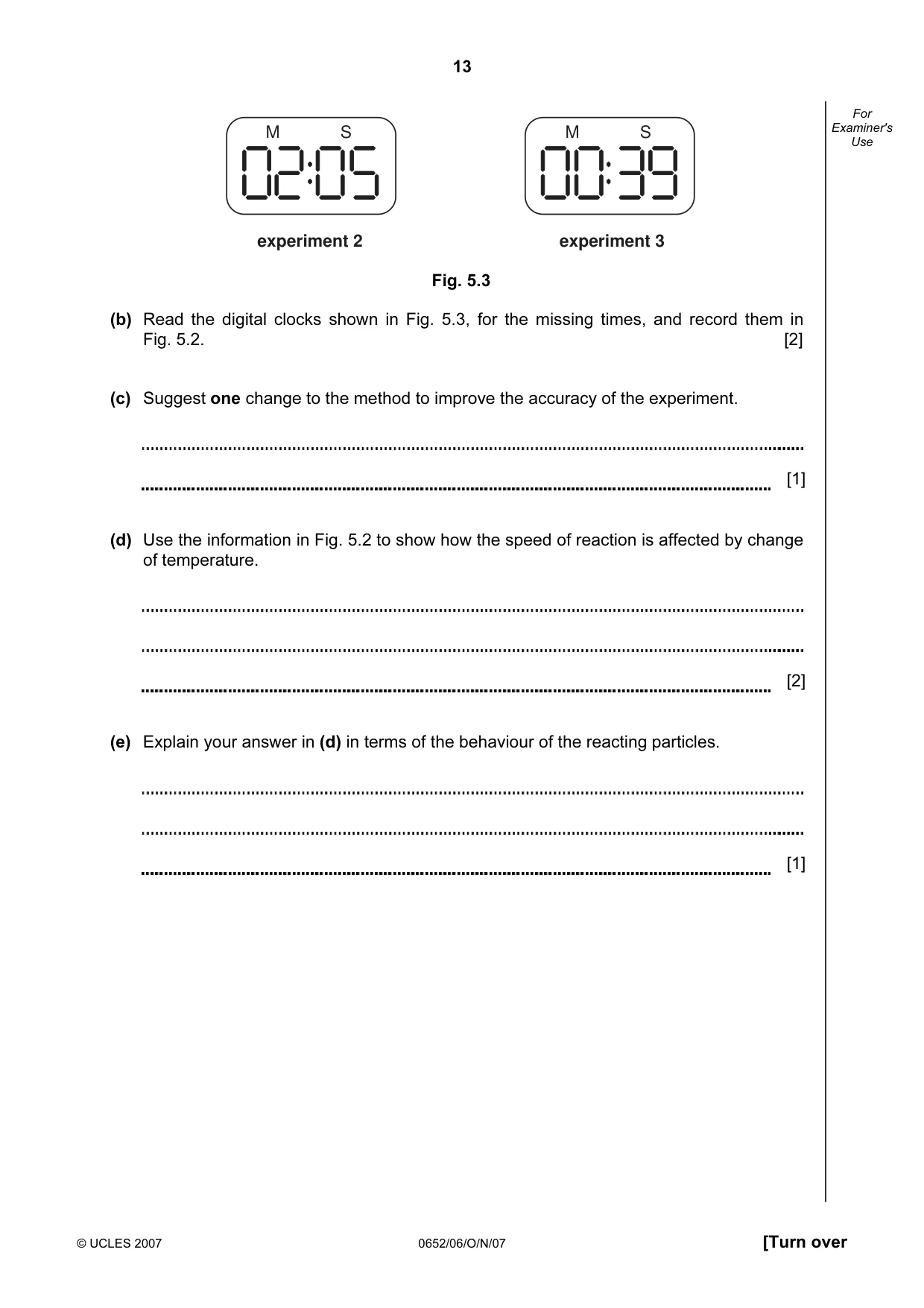 Cambridge IGCSE Physical Science 0652 2007 Oct/Nov Paper 6 · Variant 1 question paper, page 13 of 16