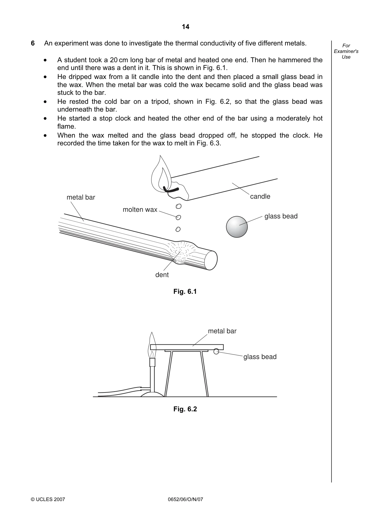 Cambridge IGCSE Physical Science 0652 2007 Oct/Nov Paper 6 · Variant 1 question paper, page 14 of 16