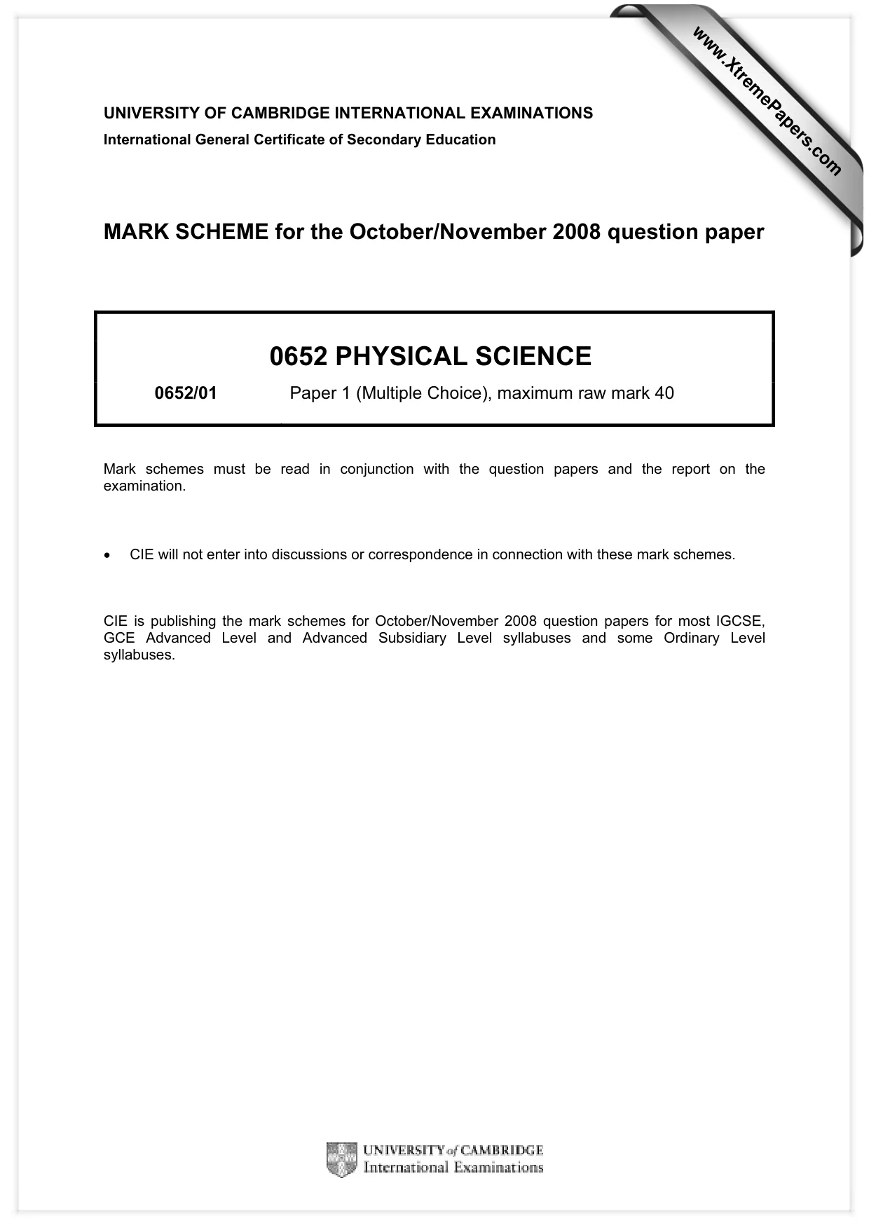 Mark scheme, page 1 of 2
