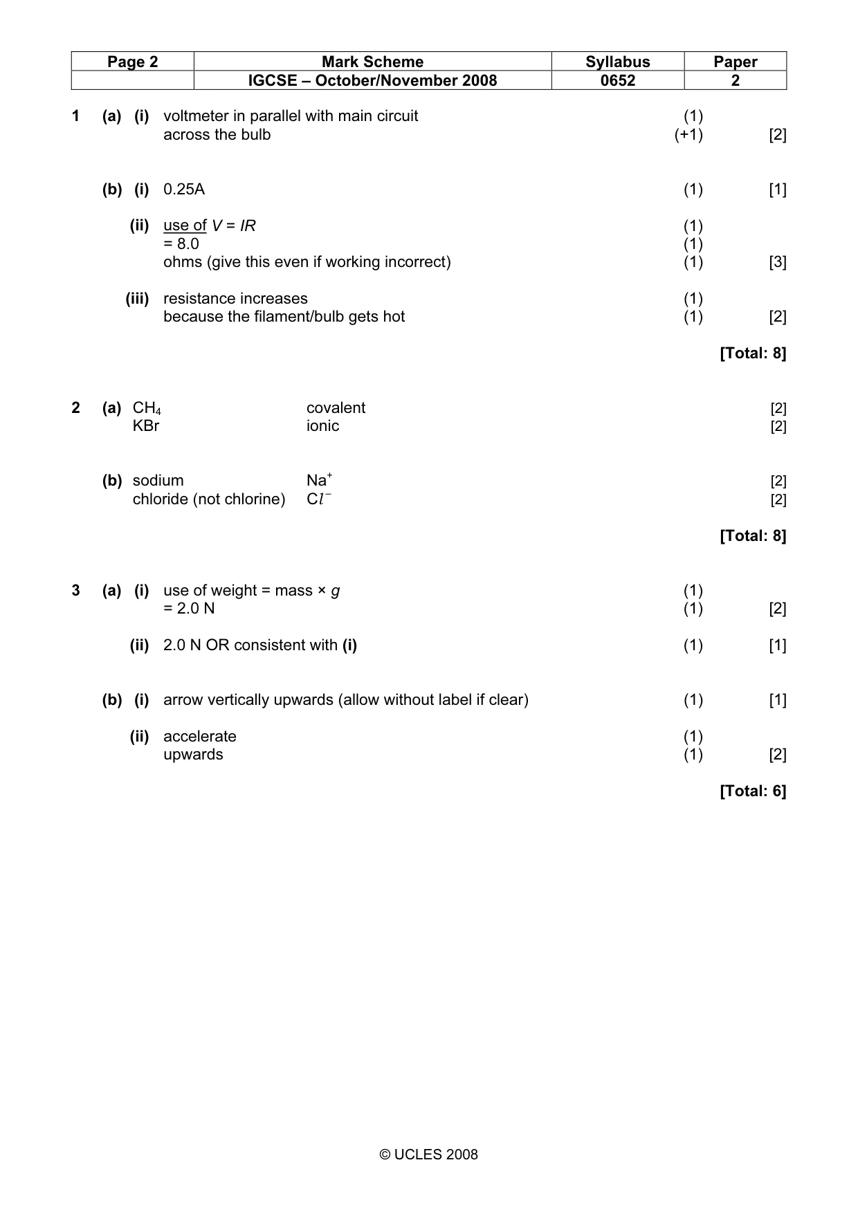 Mark scheme, page 2 of 5