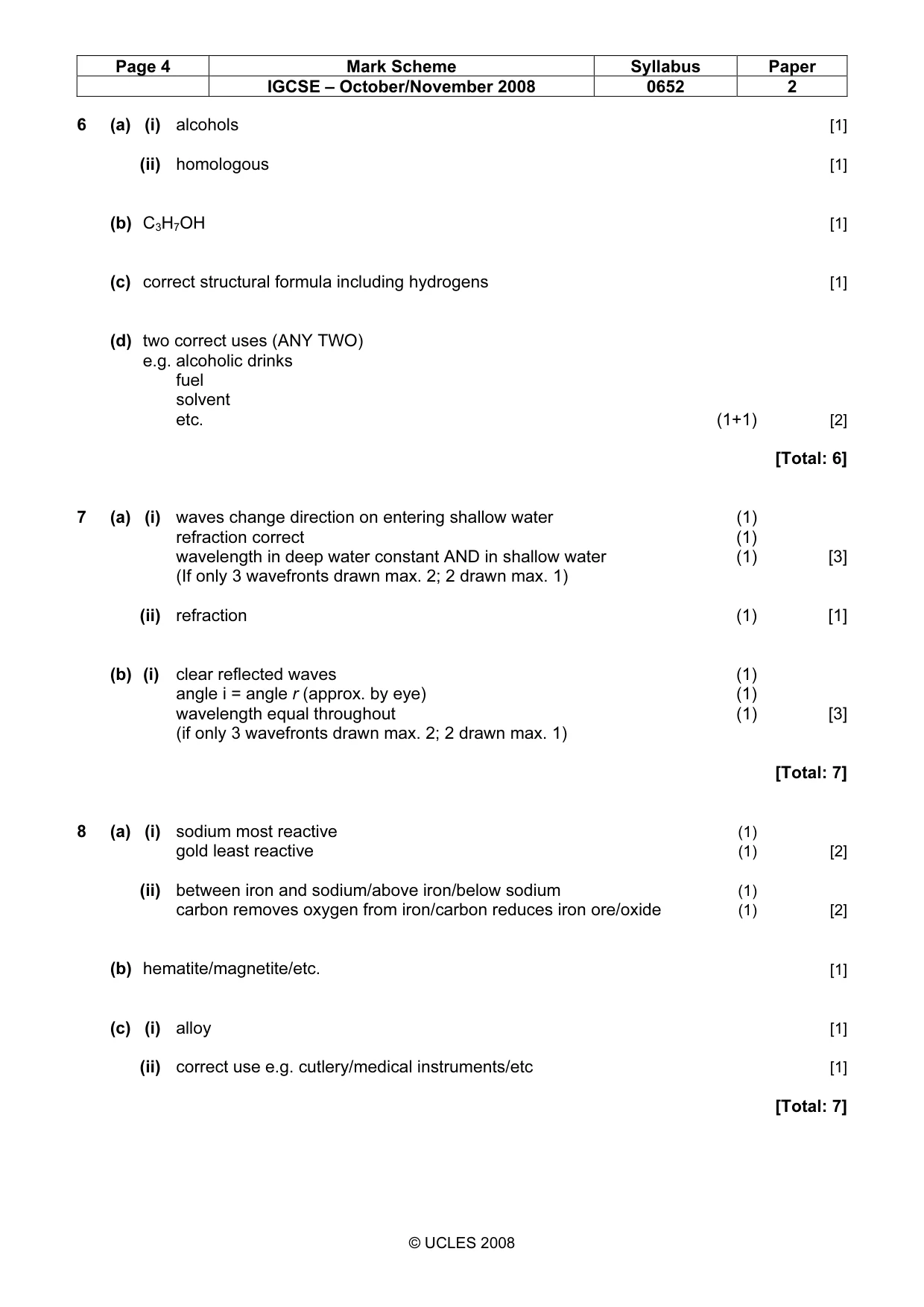 Mark scheme, page 4 of 5