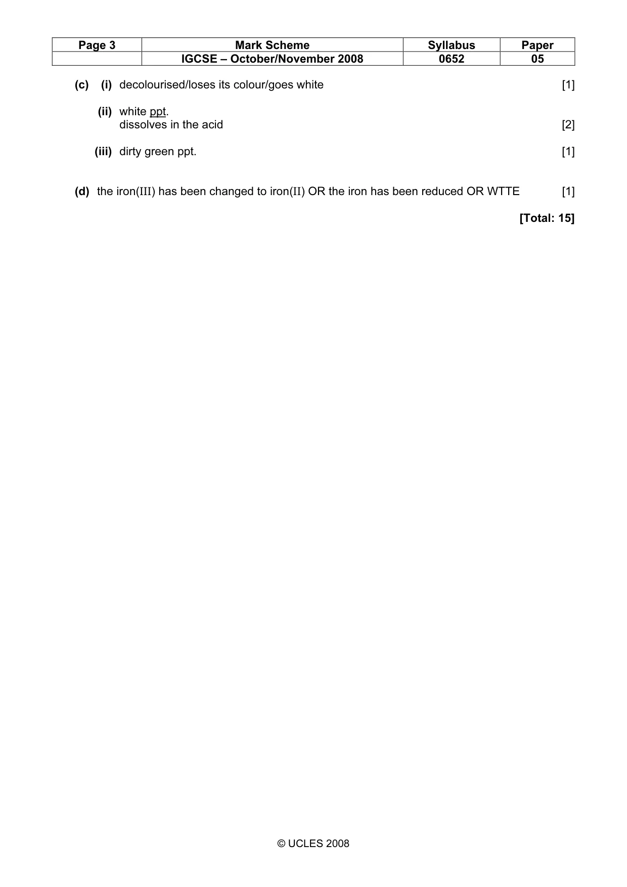 Mark scheme, page 3 of 3