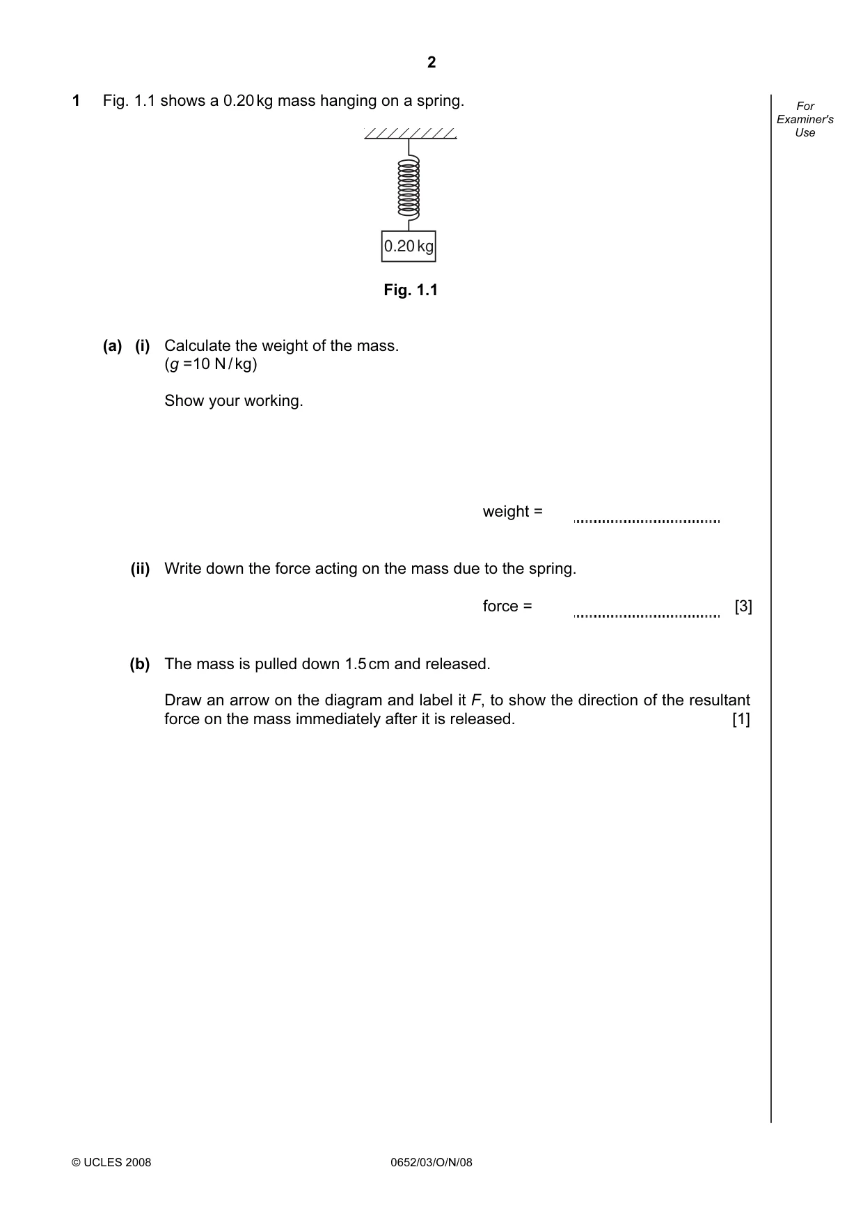 Cambridge IGCSE Physical Science 0652 2008 Oct/Nov Paper 3 · Variant 0 question paper, page 2 of 16