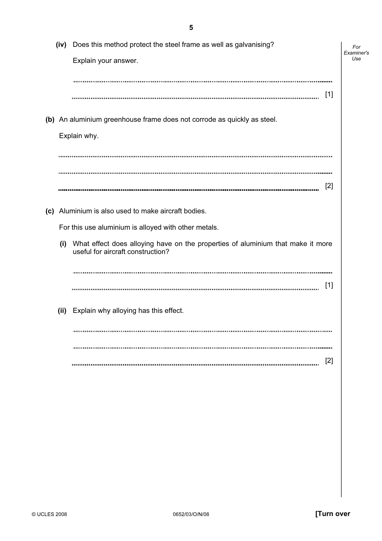 Cambridge IGCSE Physical Science 0652 2008 Oct/Nov Paper 3 · Variant 0 question paper, page 5 of 16