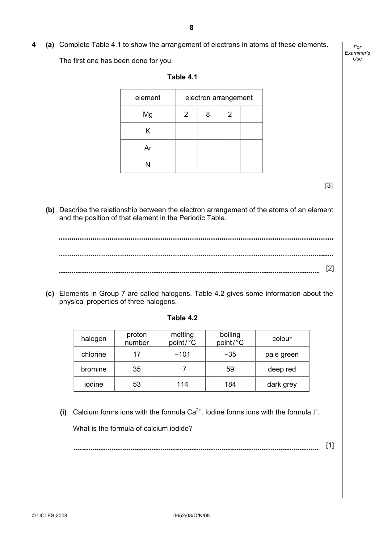Cambridge IGCSE Physical Science 0652 2008 Oct/Nov Paper 3 · Variant 0 question paper, page 8 of 16