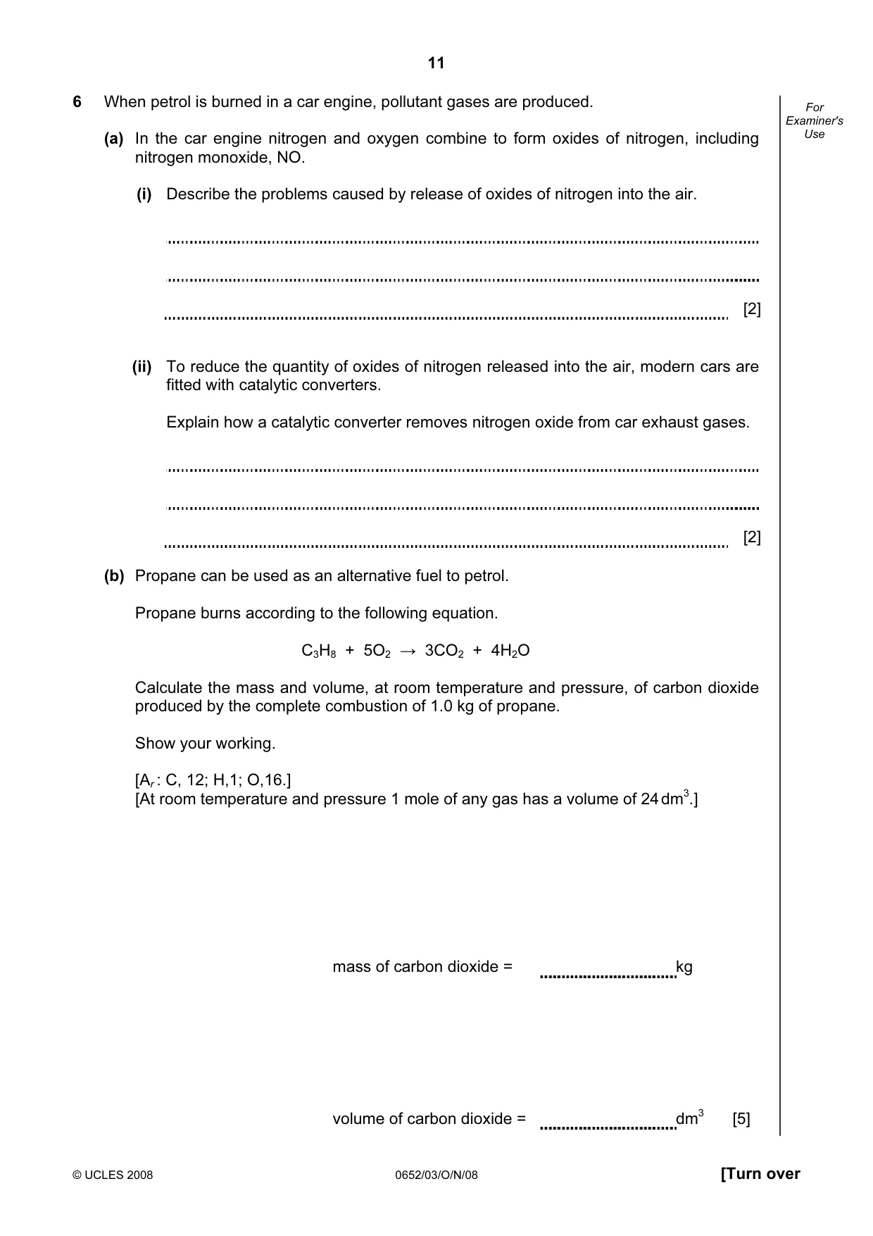 Cambridge IGCSE Physical Science 0652 2008 Oct/Nov Paper 3 · Variant 0 question paper, page 11 of 16