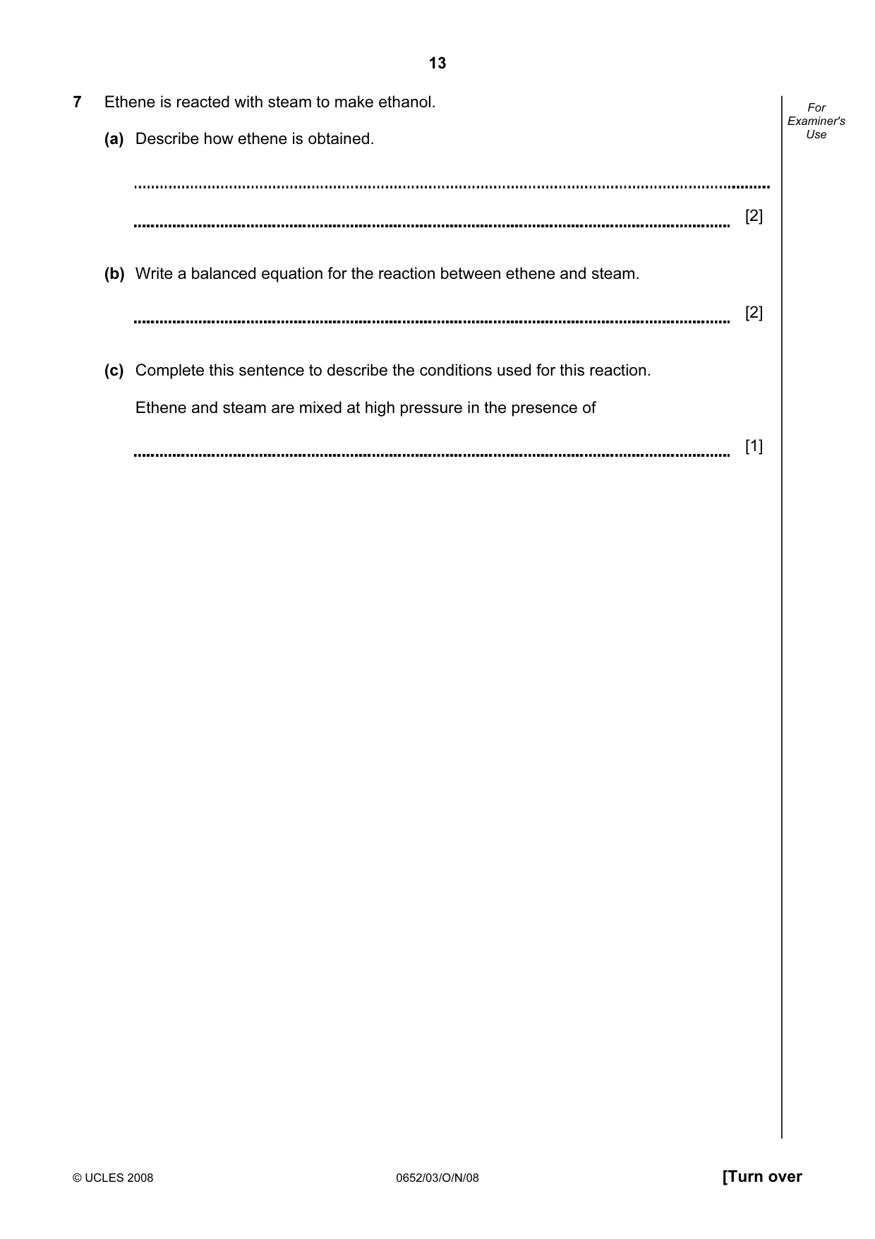 Cambridge IGCSE Physical Science 0652 2008 Oct/Nov Paper 3 · Variant 0 question paper, page 13 of 16