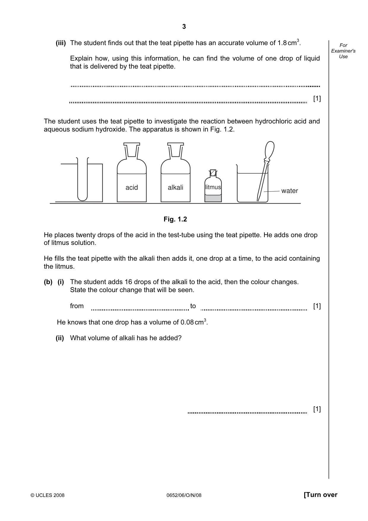 Cambridge IGCSE Physical Science 0652 2008 Oct/Nov Paper 6 · Variant 0 question paper, page 3 of 20