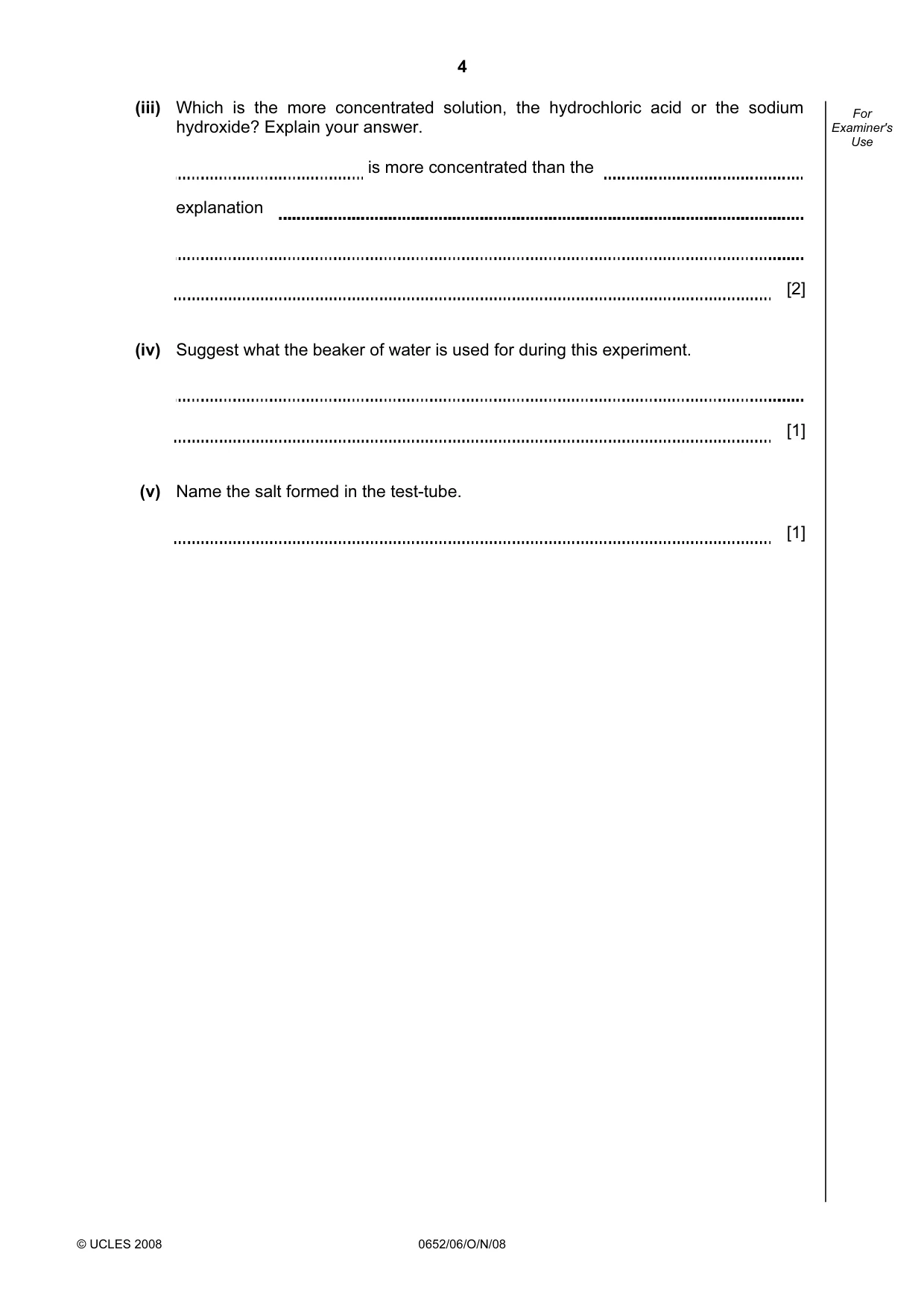 Cambridge IGCSE Physical Science 0652 2008 Oct/Nov Paper 6 · Variant 0 question paper, page 4 of 20