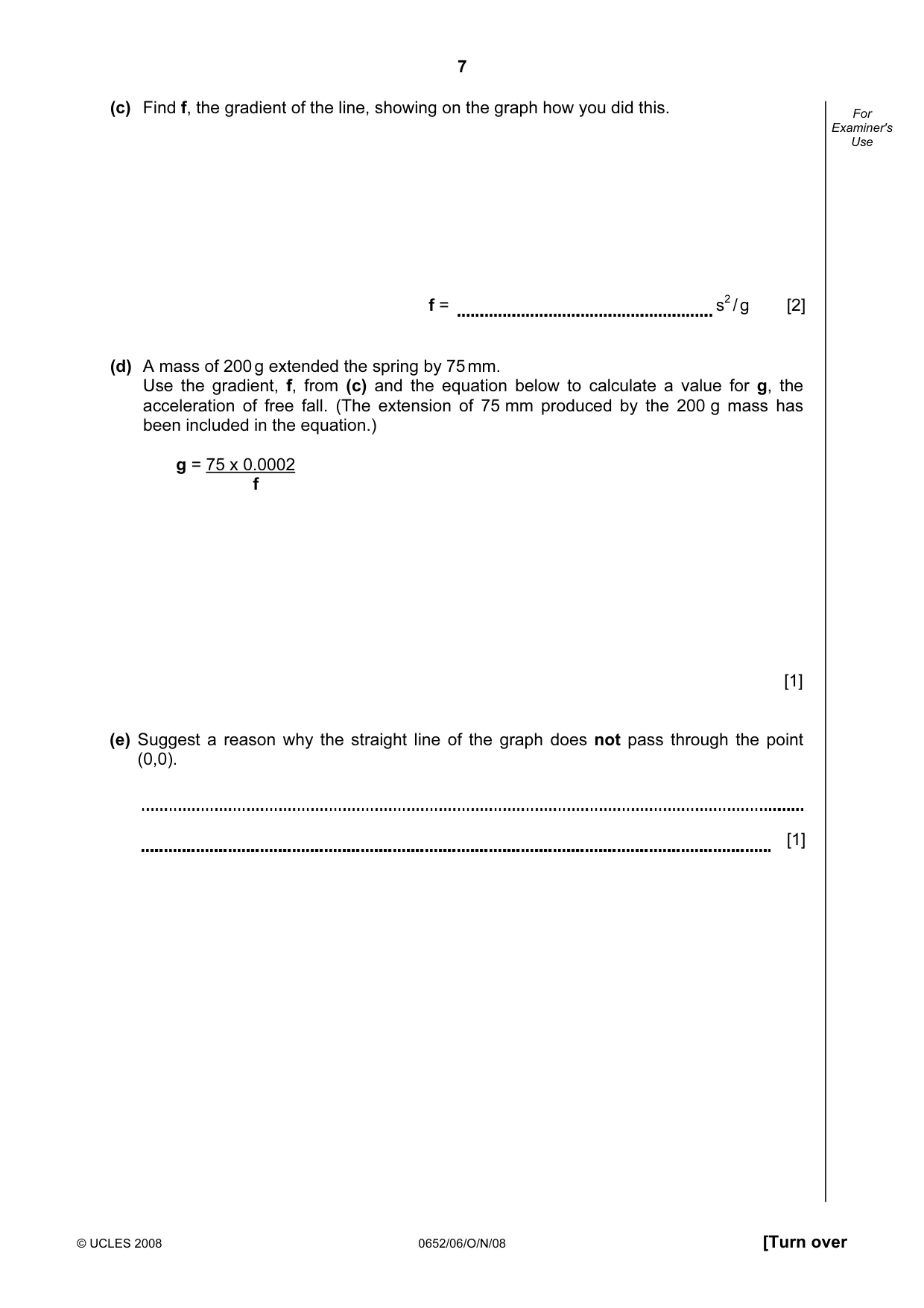 Cambridge IGCSE Physical Science 0652 2008 Oct/Nov Paper 6 · Variant 0 question paper, page 7 of 20