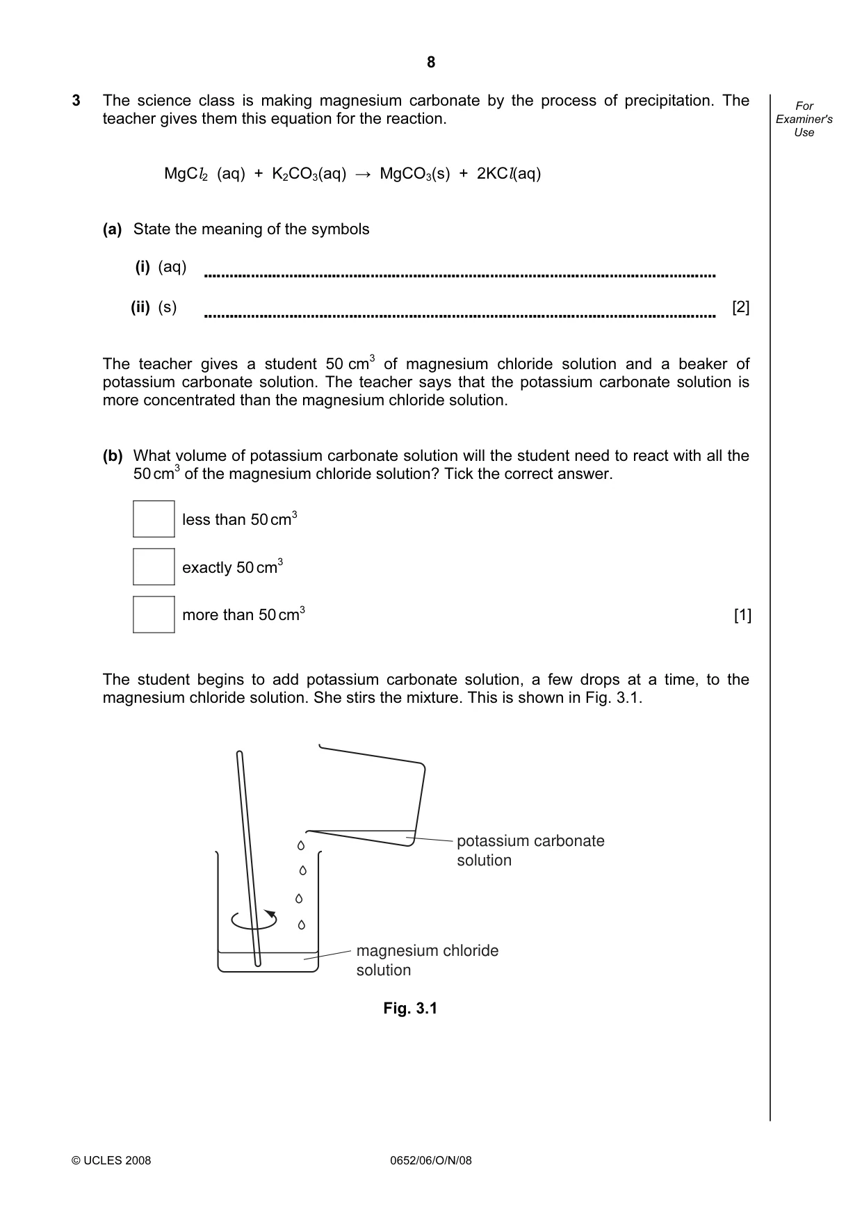 Cambridge IGCSE Physical Science 0652 2008 Oct/Nov Paper 6 · Variant 0 question paper, page 8 of 20