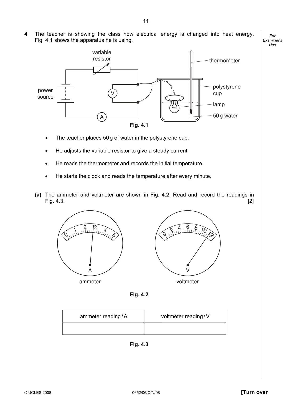 Cambridge IGCSE Physical Science 0652 2008 Oct/Nov Paper 6 · Variant 0 question paper, page 11 of 20
