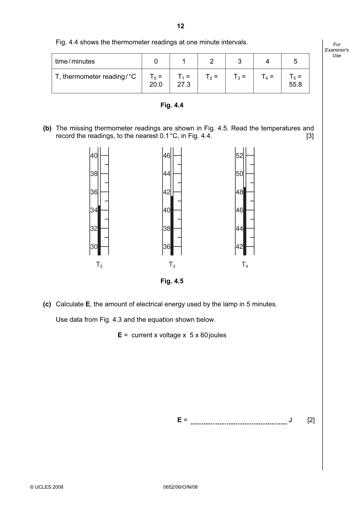 Cambridge IGCSE Physical Science 0652 2008 Oct/Nov Paper 6 · Variant 0 question paper, page 12 of 20