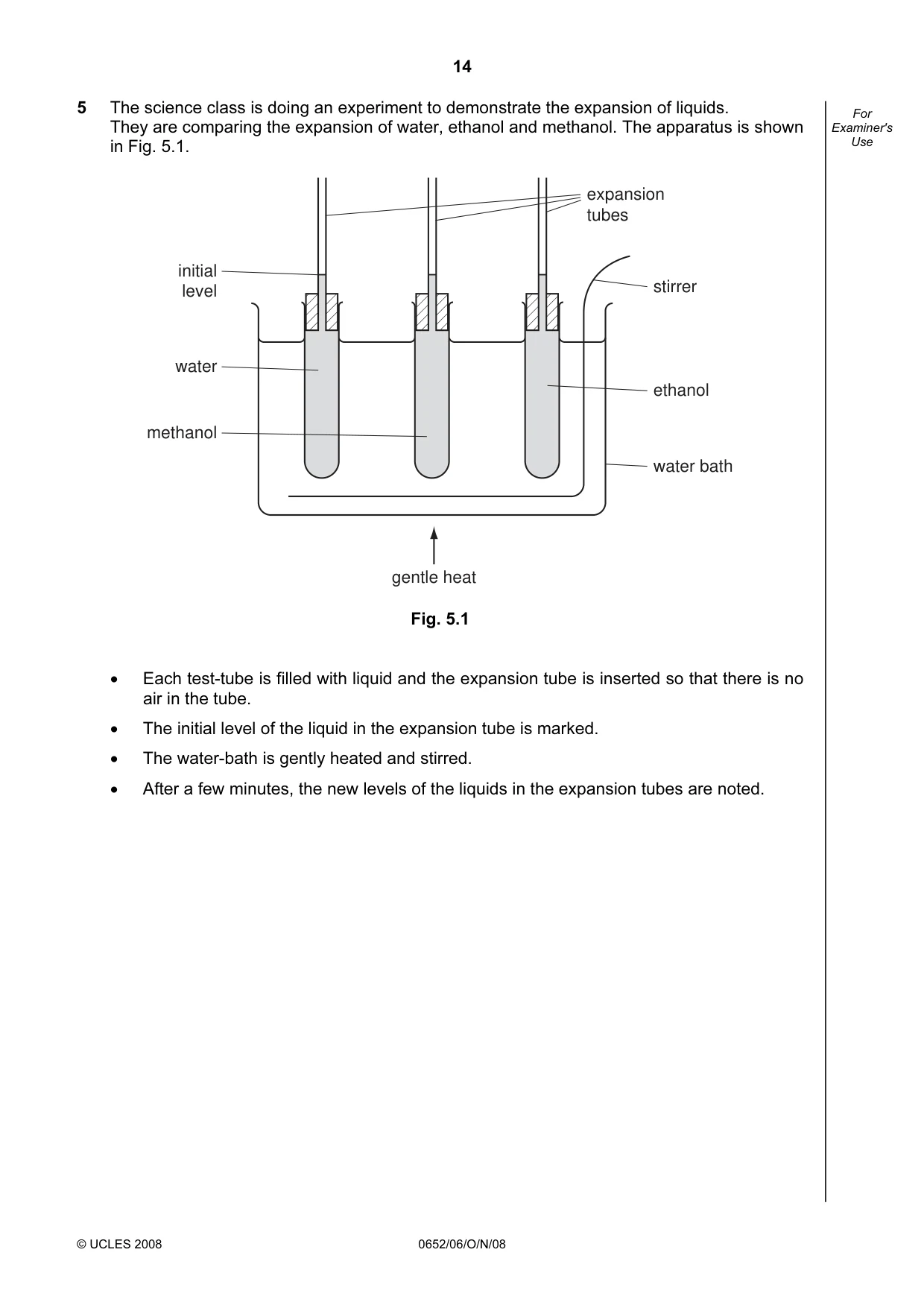 Cambridge IGCSE Physical Science 0652 2008 Oct/Nov Paper 6 · Variant 0 question paper, page 14 of 20