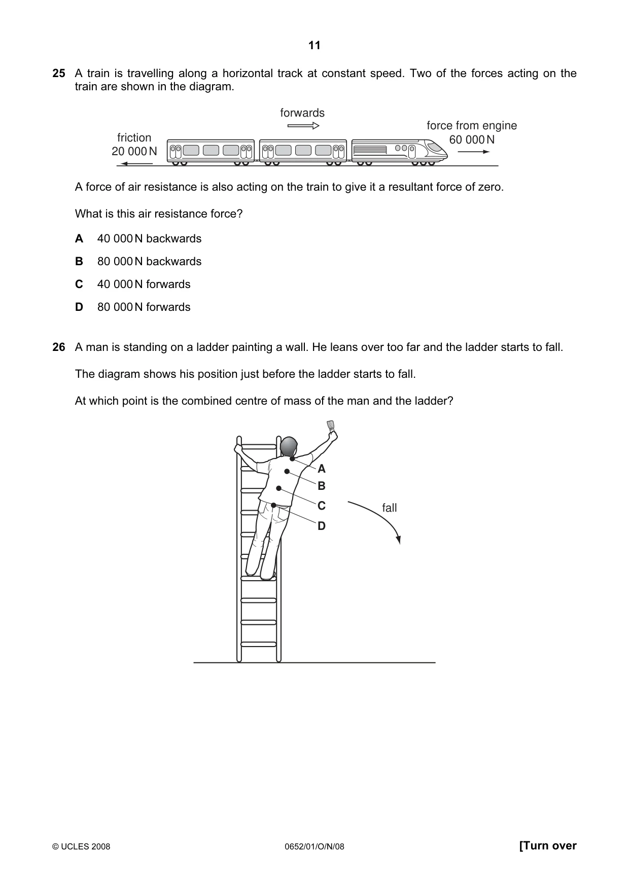 Cambridge IGCSE Physical Science 0652 2008 Oct/Nov Paper 1 · Variant 1 question paper, page 11 of 20