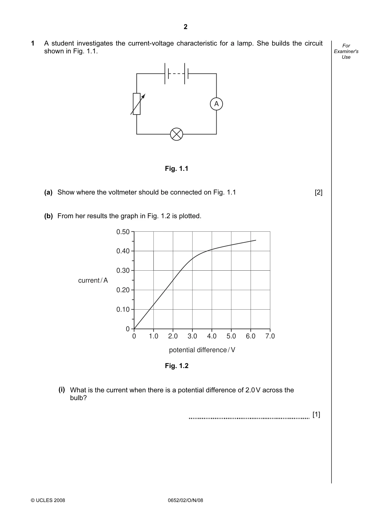 Cambridge IGCSE Physical Science 0652 2008 Oct/Nov Paper 2 · Variant 1 question paper, page 2 of 16