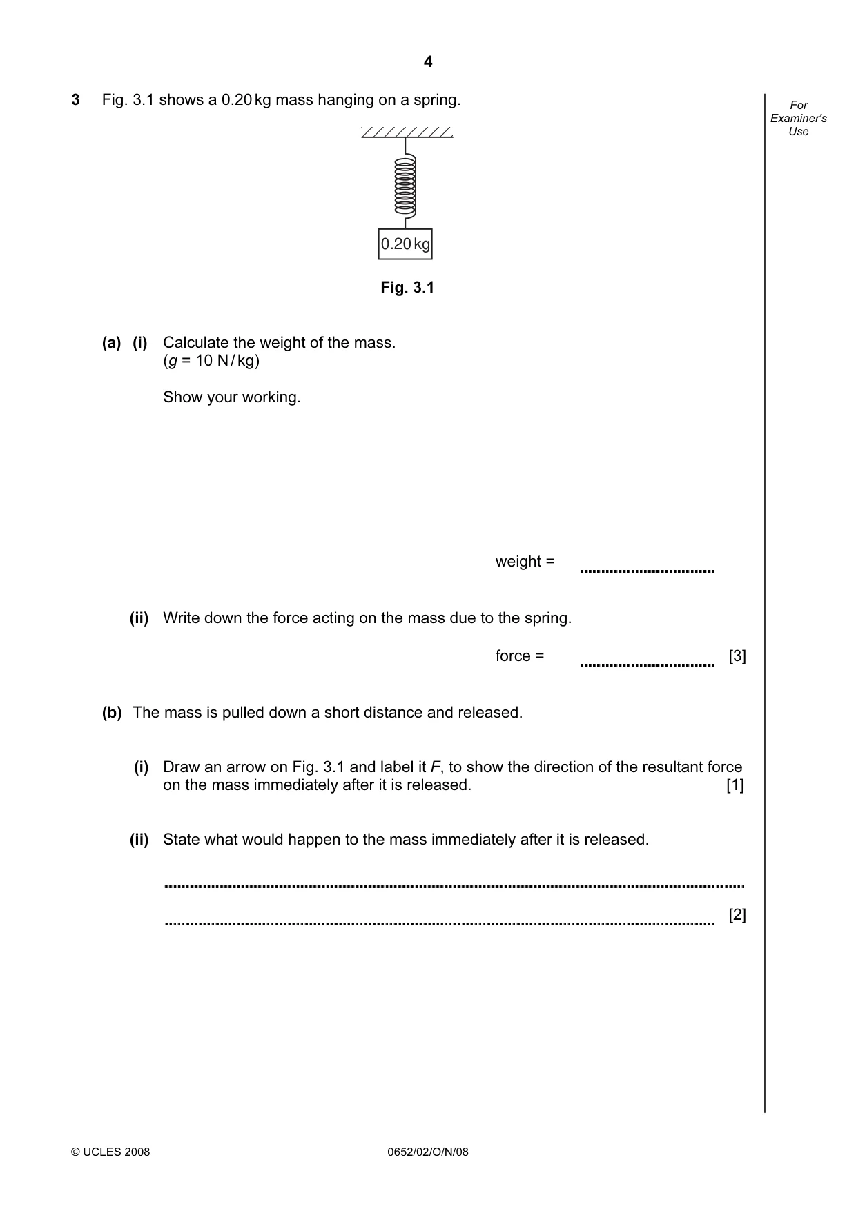 Cambridge IGCSE Physical Science 0652 2008 Oct/Nov Paper 2 · Variant 1 question paper, page 4 of 16