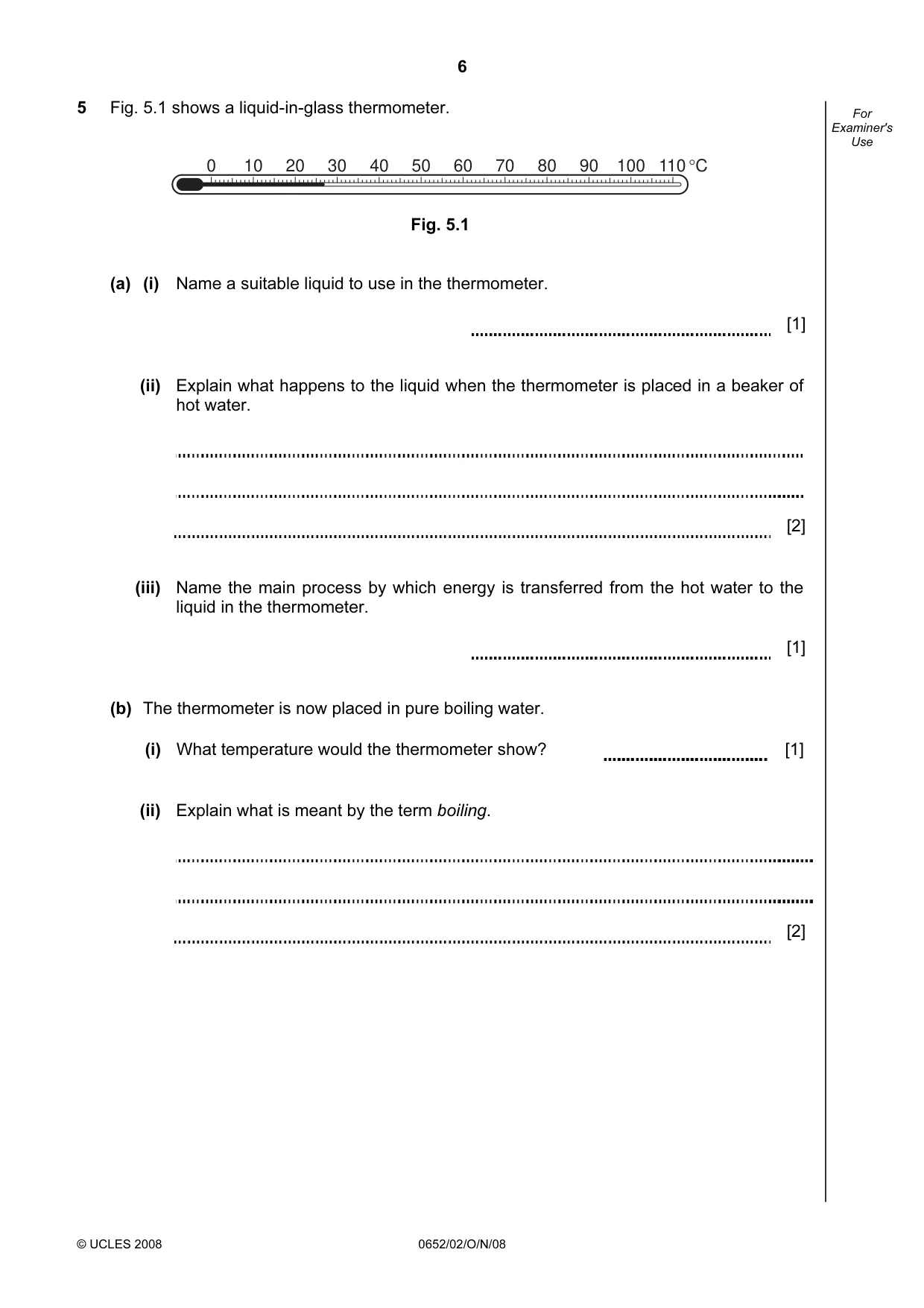 Cambridge IGCSE Physical Science 0652 2008 Oct/Nov Paper 2 · Variant 1 question paper, page 6 of 16