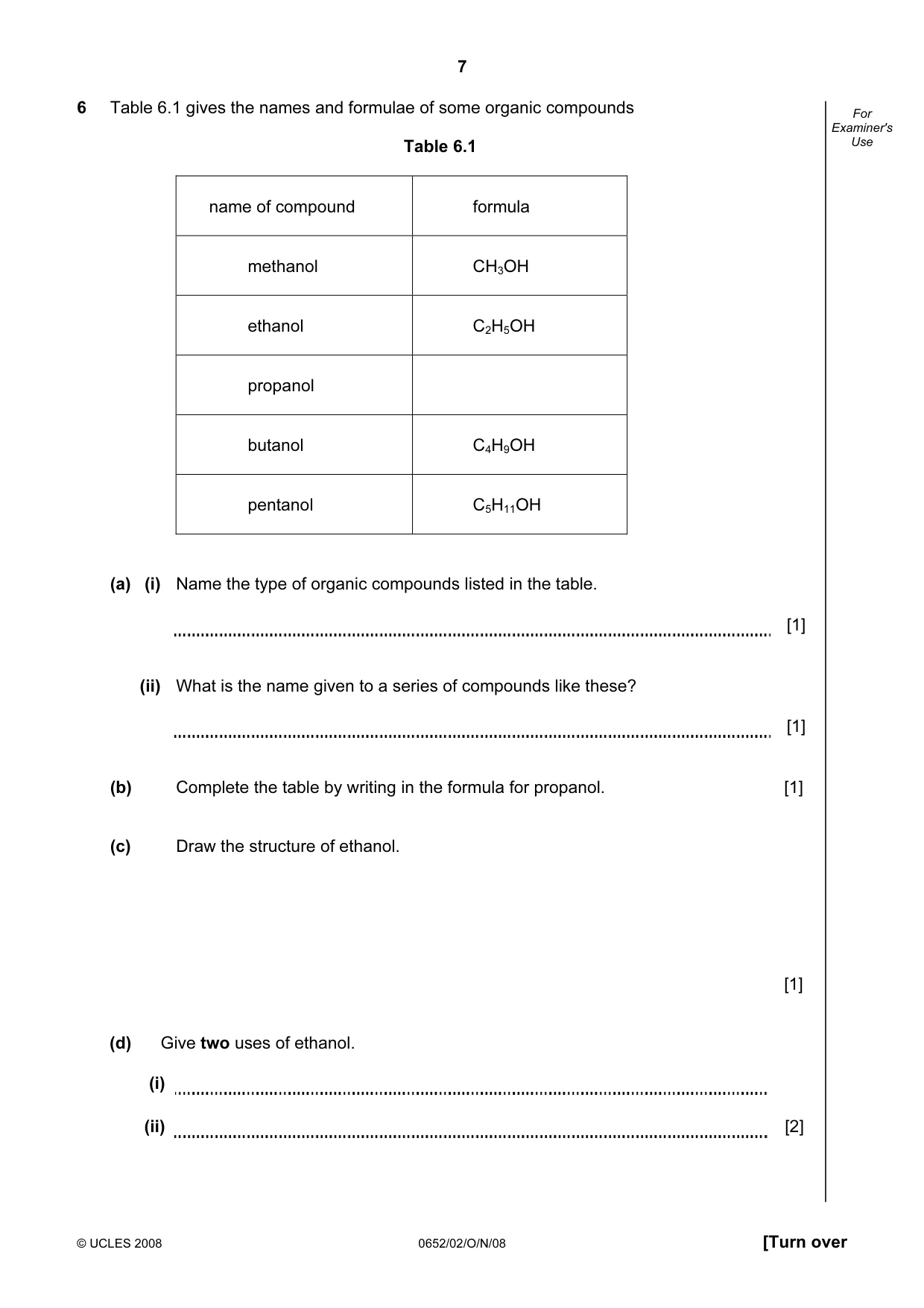 Cambridge IGCSE Physical Science 0652 2008 Oct/Nov Paper 2 · Variant 1 question paper, page 7 of 16
