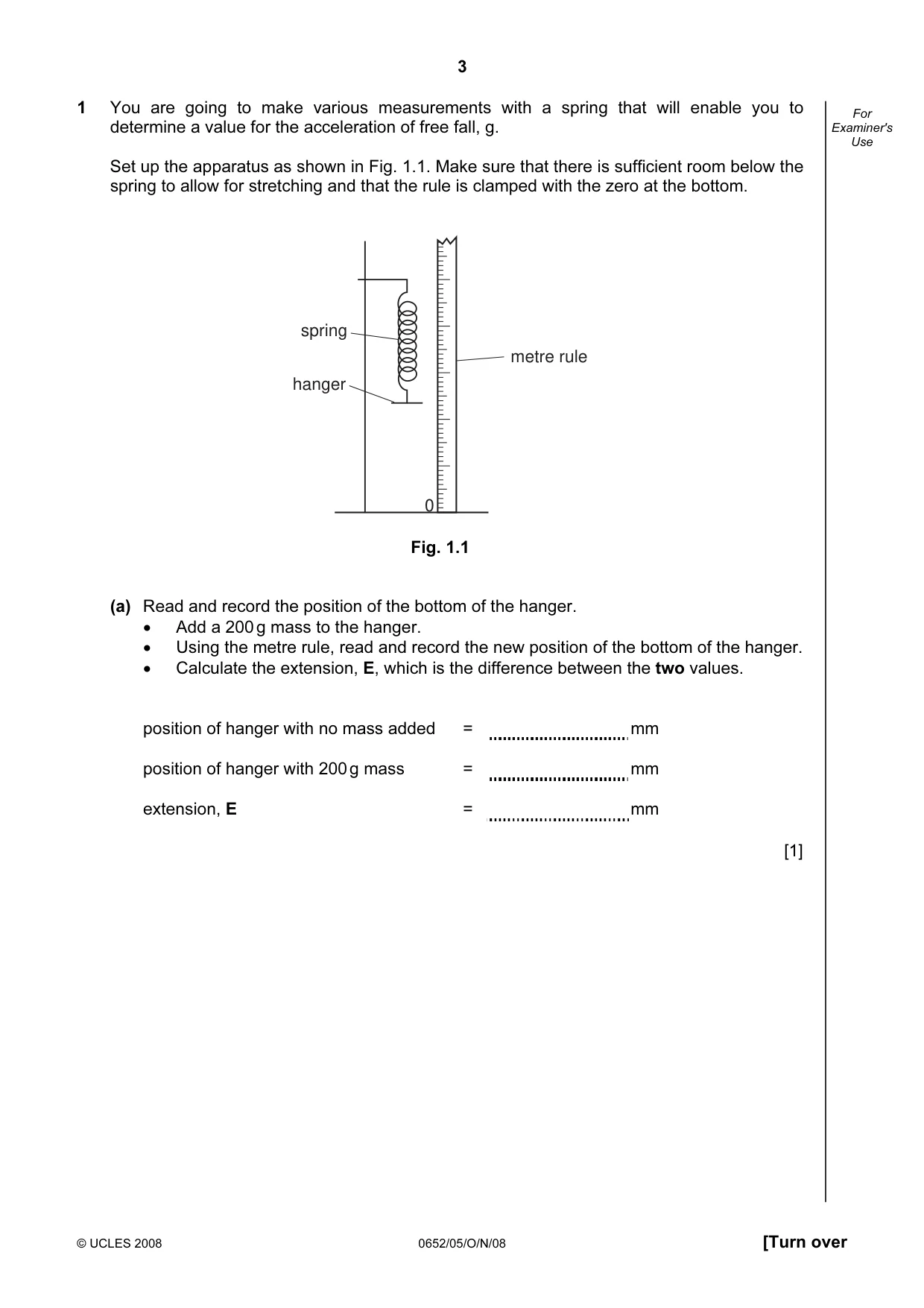 Cambridge IGCSE Physical Science 0652 2008 Oct/Nov Paper 5 · Variant 1 question paper, page 3 of 12