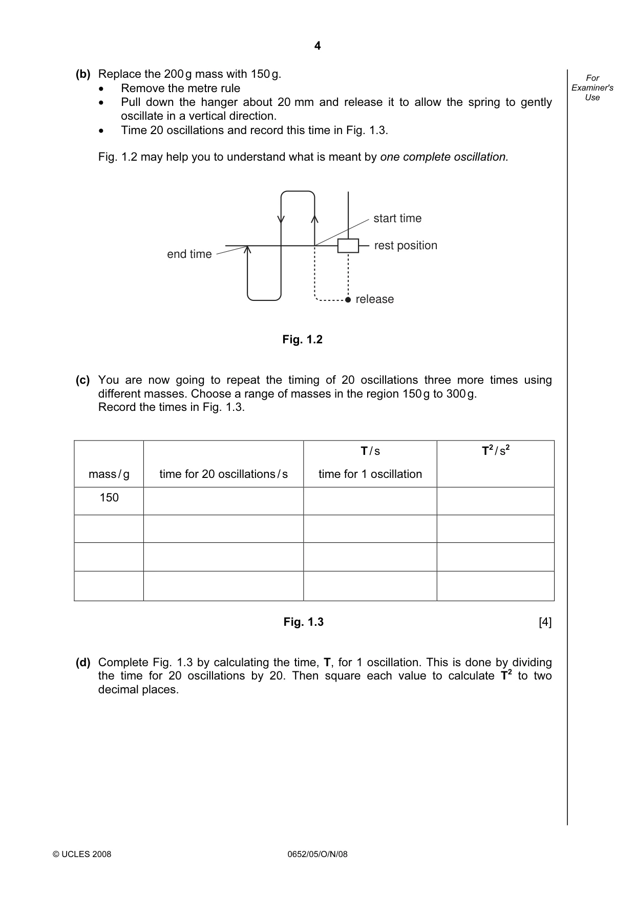 Cambridge IGCSE Physical Science 0652 2008 Oct/Nov Paper 5 · Variant 1 question paper, page 4 of 12