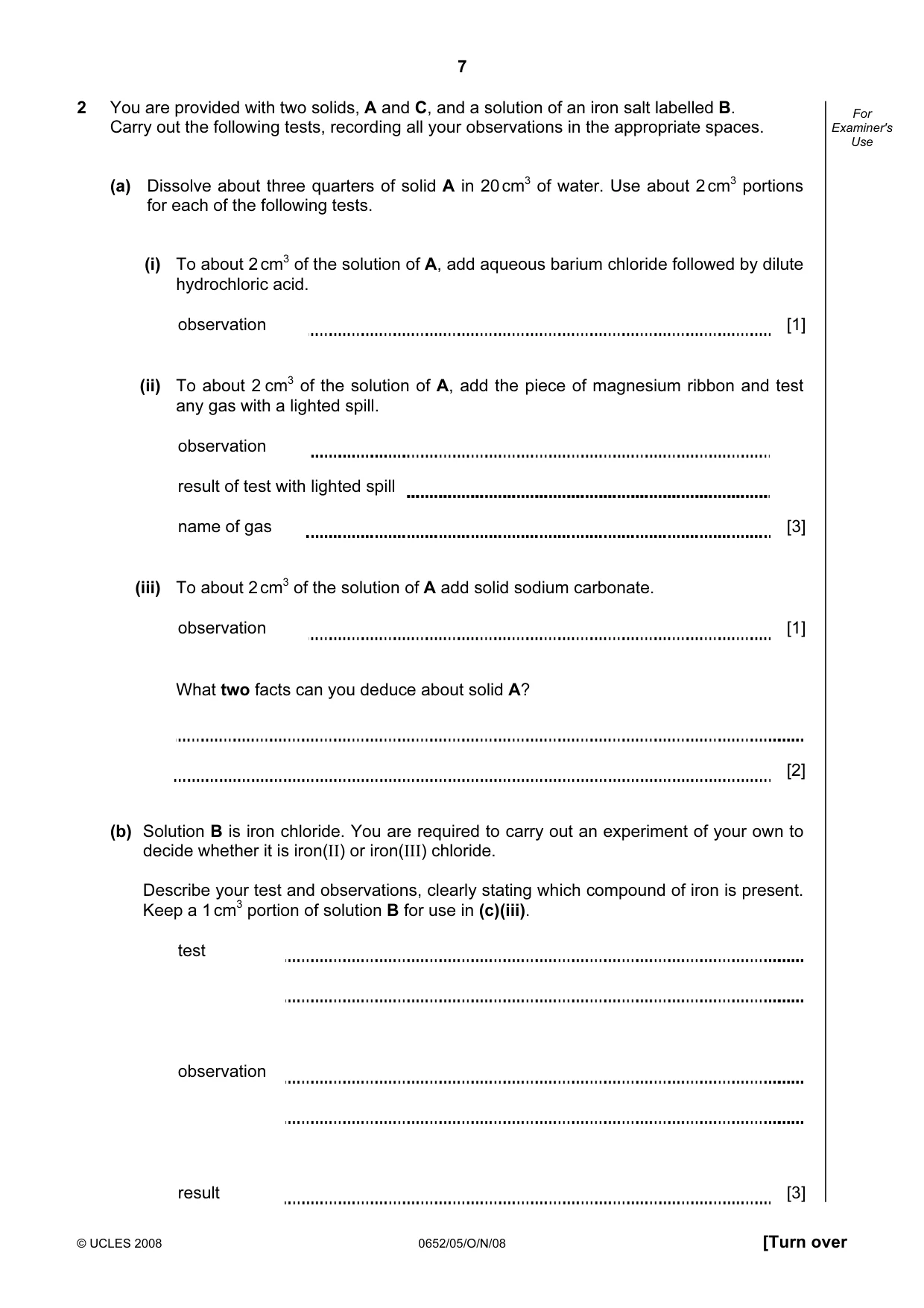 Cambridge IGCSE Physical Science 0652 2008 Oct/Nov Paper 5 · Variant 1 question paper, page 7 of 12