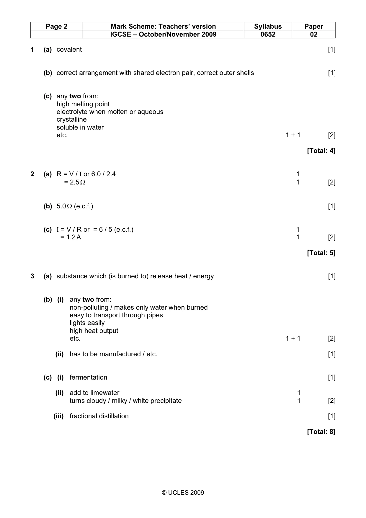 Mark scheme, page 2 of 6