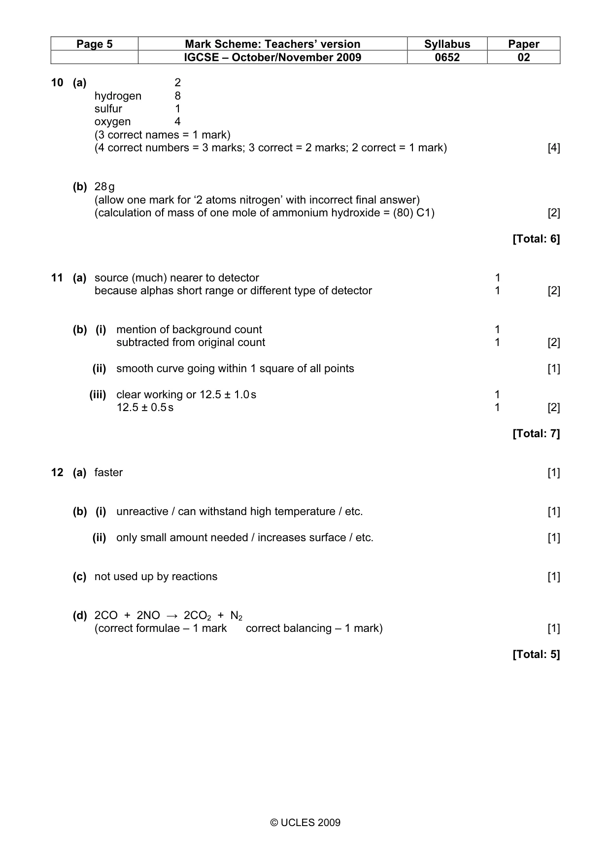 Mark scheme, page 5 of 6