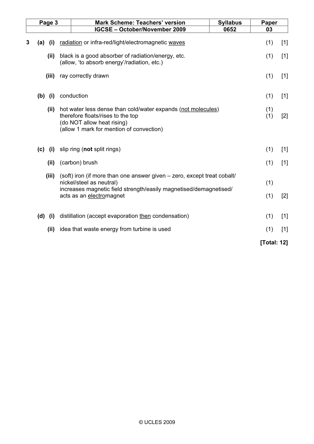 Mark scheme, page 3 of 5