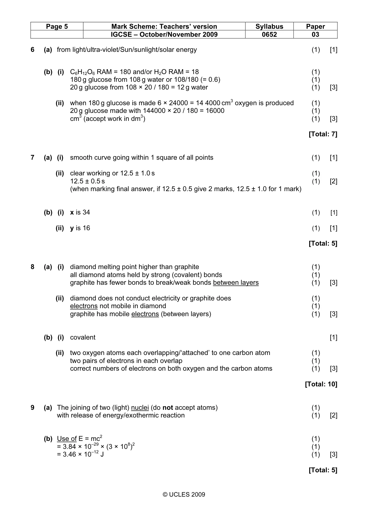 Mark scheme, page 5 of 5